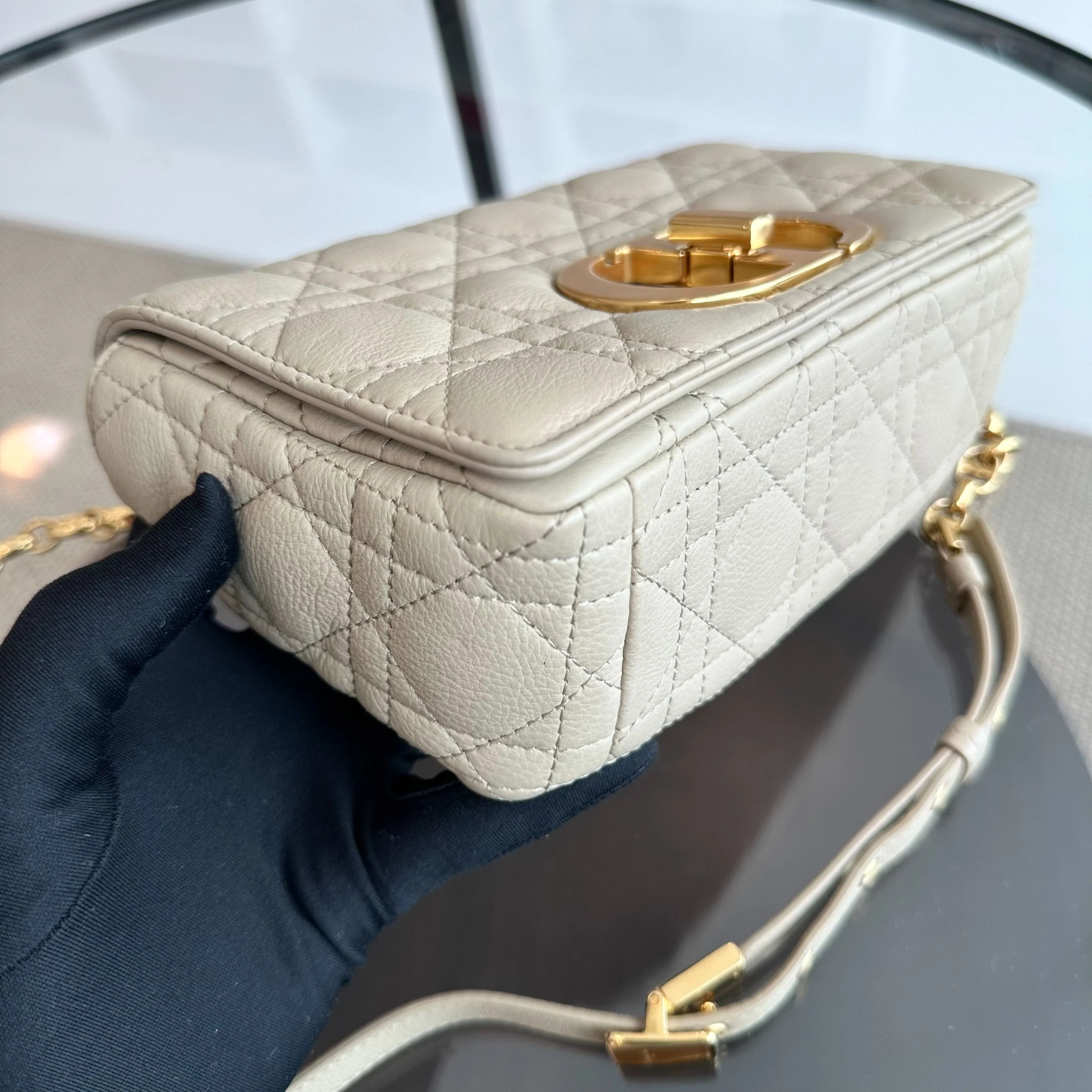 *Brand New* Dior Caro Small Cannage Flap Beige Cross Body Bag GHW - Best Luxury Designers