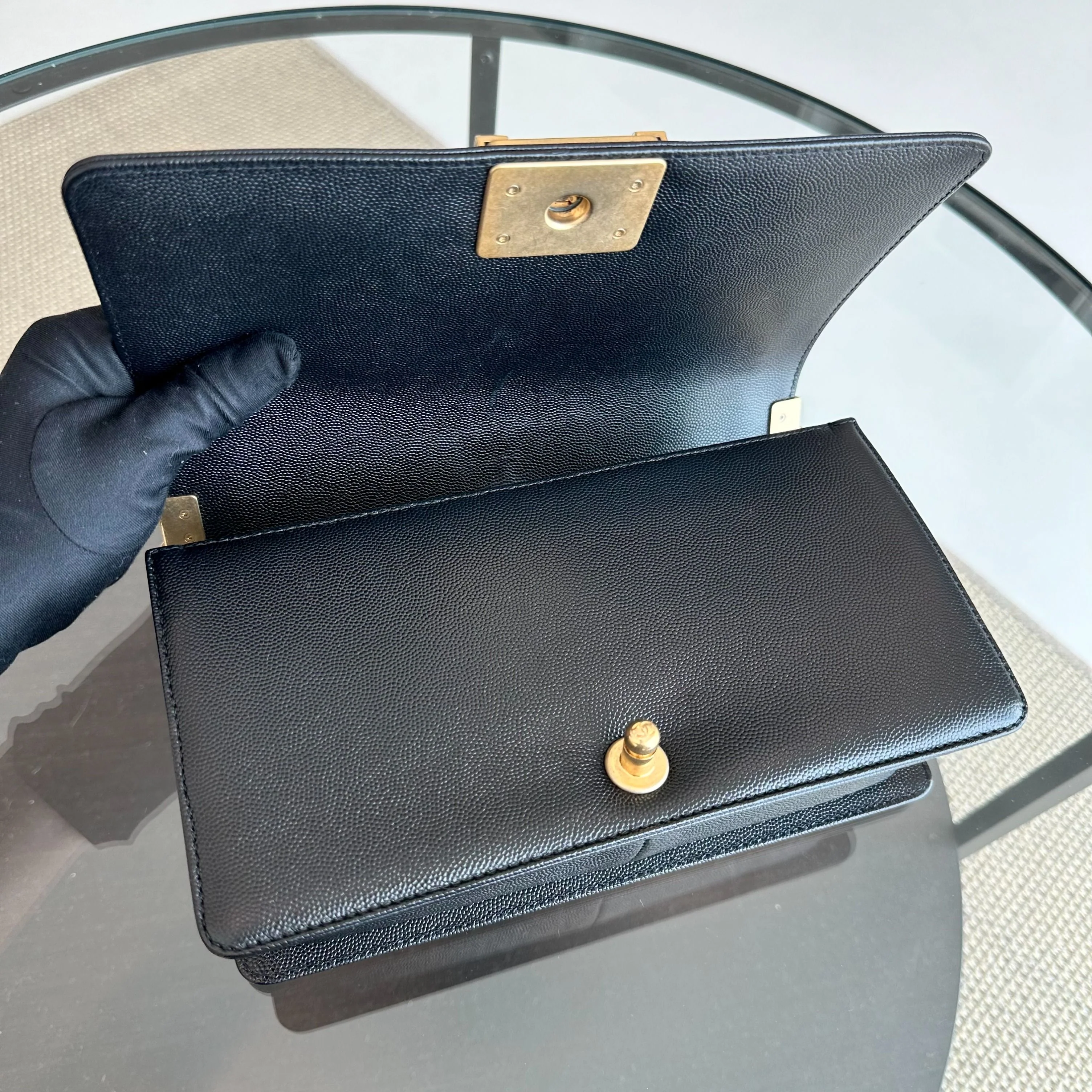 *Brand New, Full Set, Receipt* Chanel Boy Caviar Old Medium 25CM Quilted Calfskin Leboy Black GHW No 28 - Best Luxury Designers