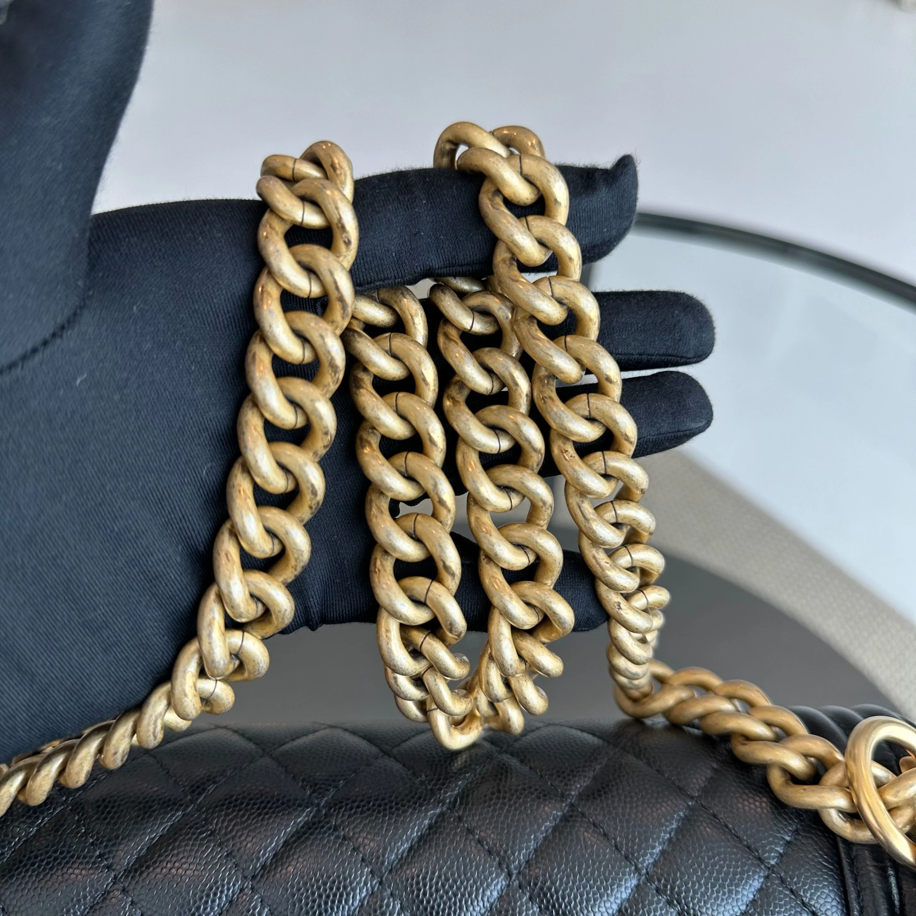 *Brand New, Full Set, Receipt* Chanel Boy Caviar Old Medium 25CM Quilted Calfskin Leboy Black GHW No 28 - Best Luxury Designers