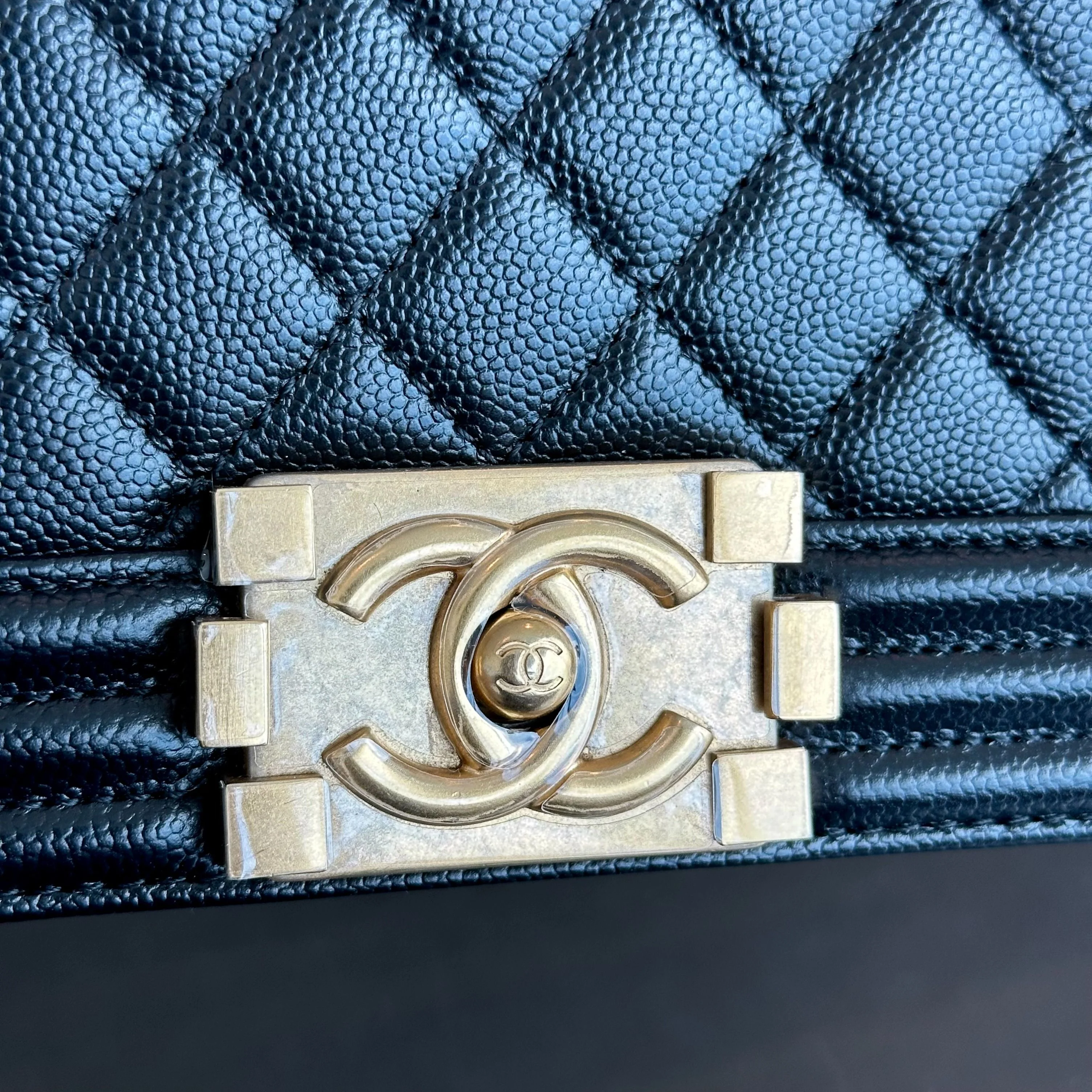 *Brand New, Full Set, Receipt* Chanel Boy Caviar Old Medium 25CM Quilted Calfskin Leboy Black GHW No 28 - Best Luxury Designers