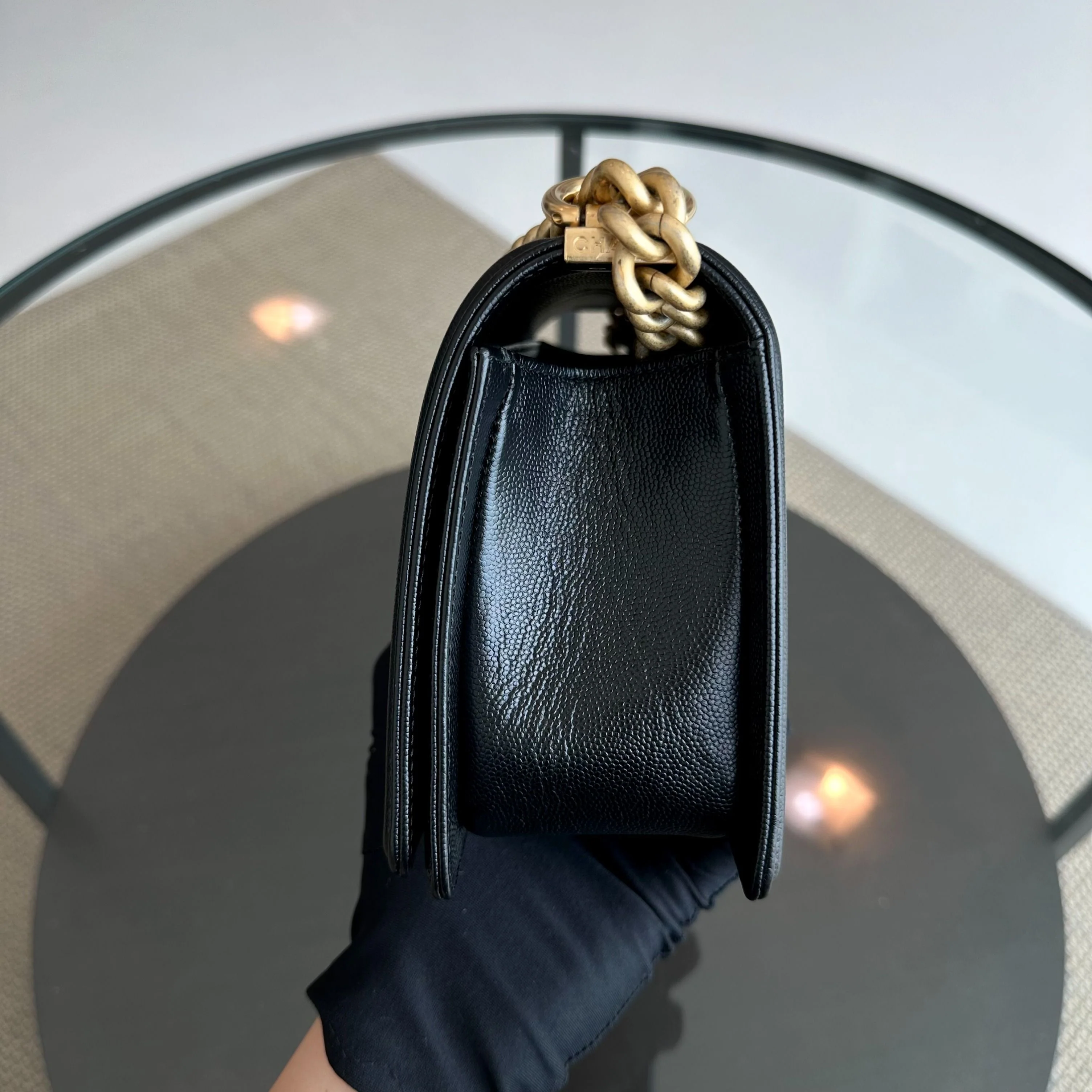 *Brand New, Full Set, Receipt* Chanel Boy Caviar Old Medium 25CM Quilted Calfskin Leboy Black GHW No 28 - Best Luxury Designers