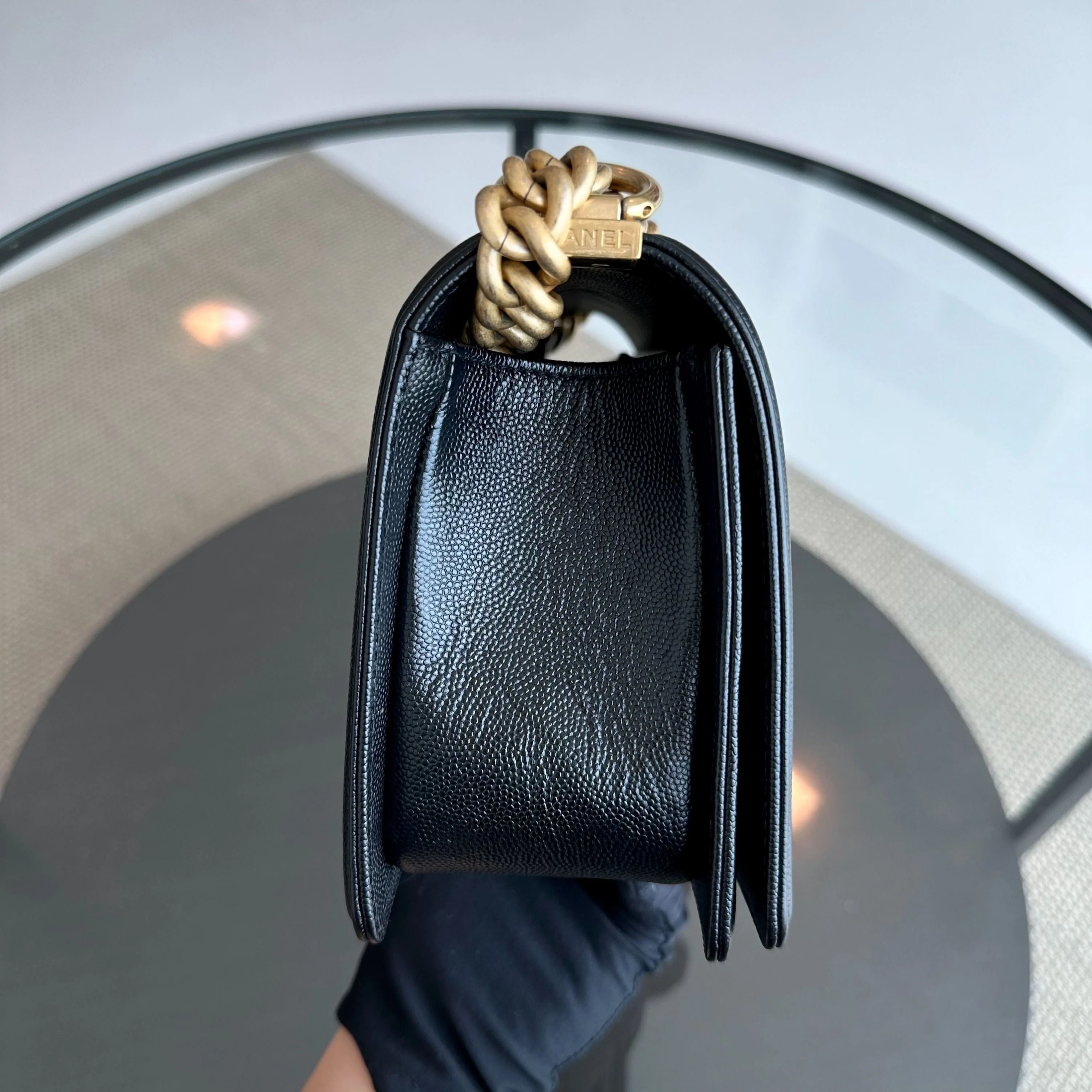 *Brand New, Full Set, Receipt* Chanel Boy Caviar Old Medium 25CM Quilted Calfskin Leboy Black GHW No 28 - Best Luxury Designers