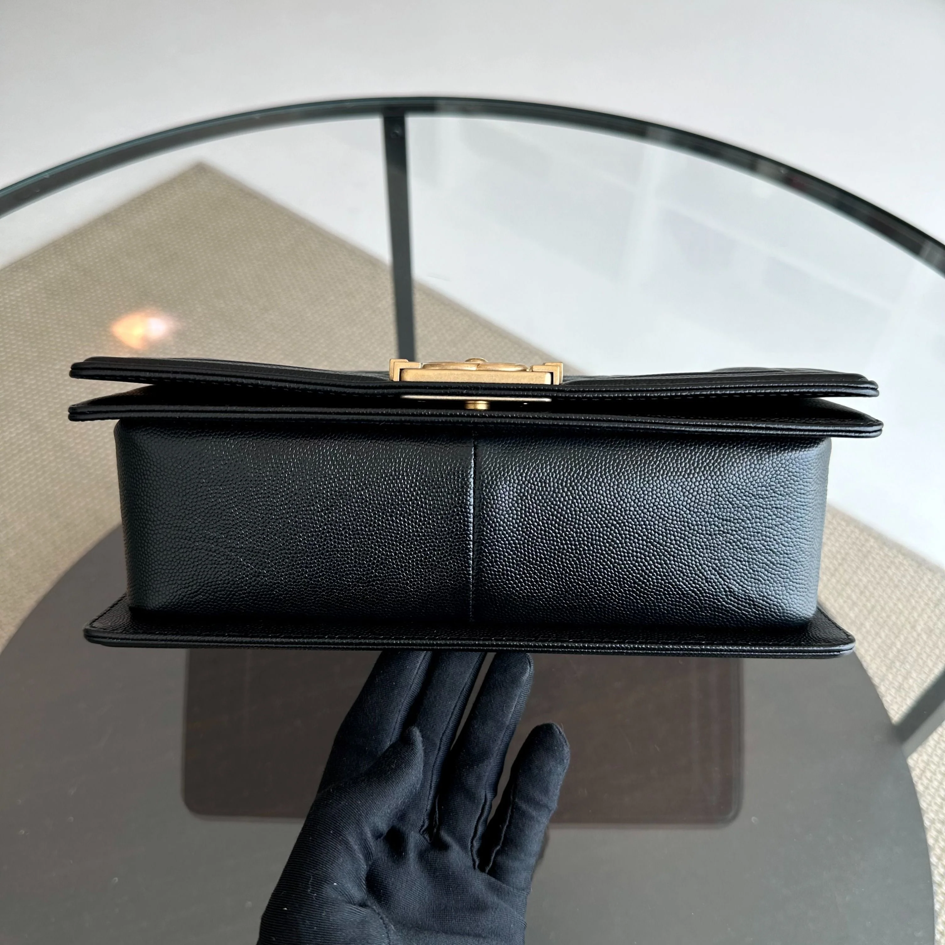 *Brand New, Full Set, Receipt* Chanel Boy Caviar Old Medium 25CM Quilted Calfskin Leboy Black GHW No 28 - Best Luxury Designers