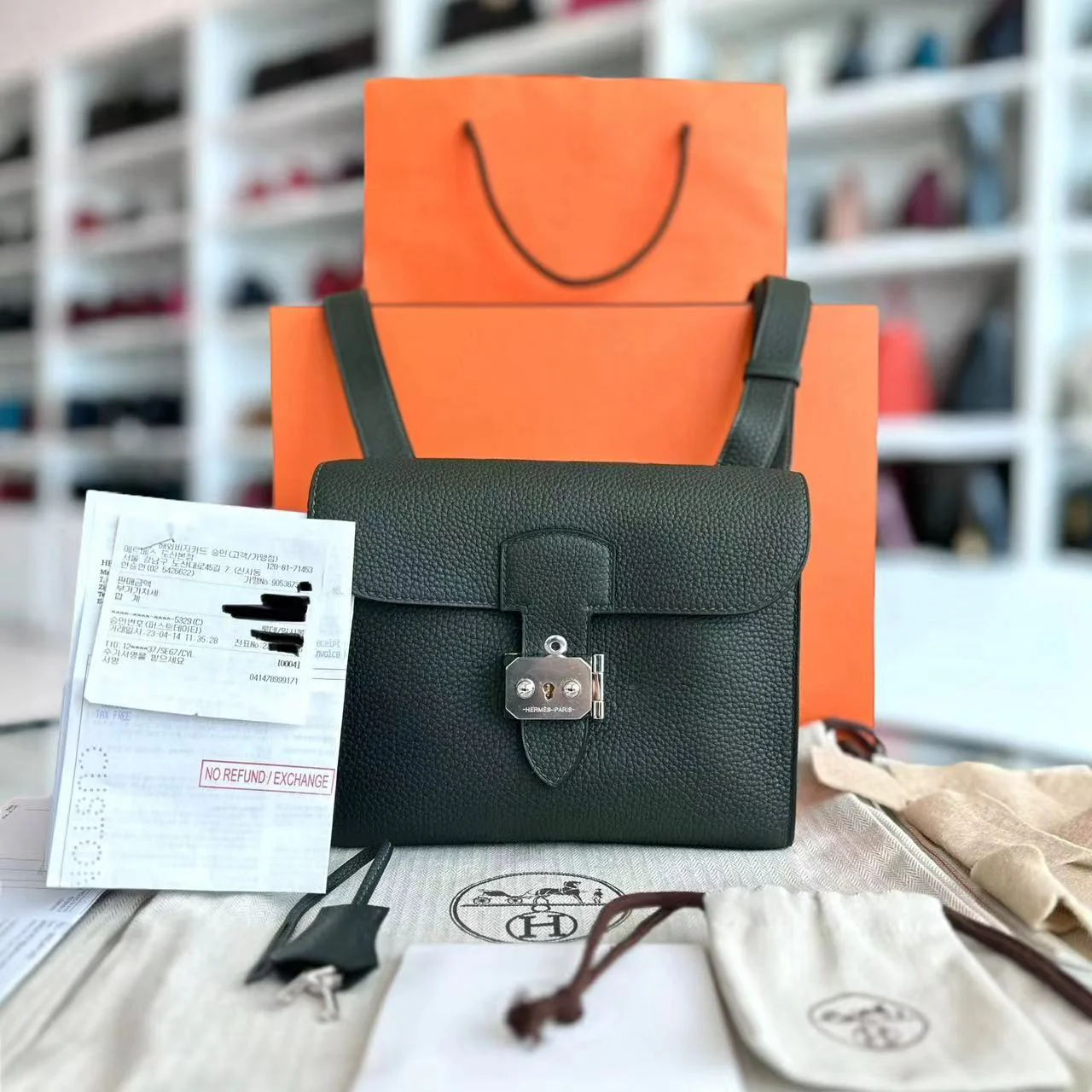 *Brand New Full Set, Receipt* Hermes Sac A Depeches 21 Veau Togo SHW - Best Luxury Designers