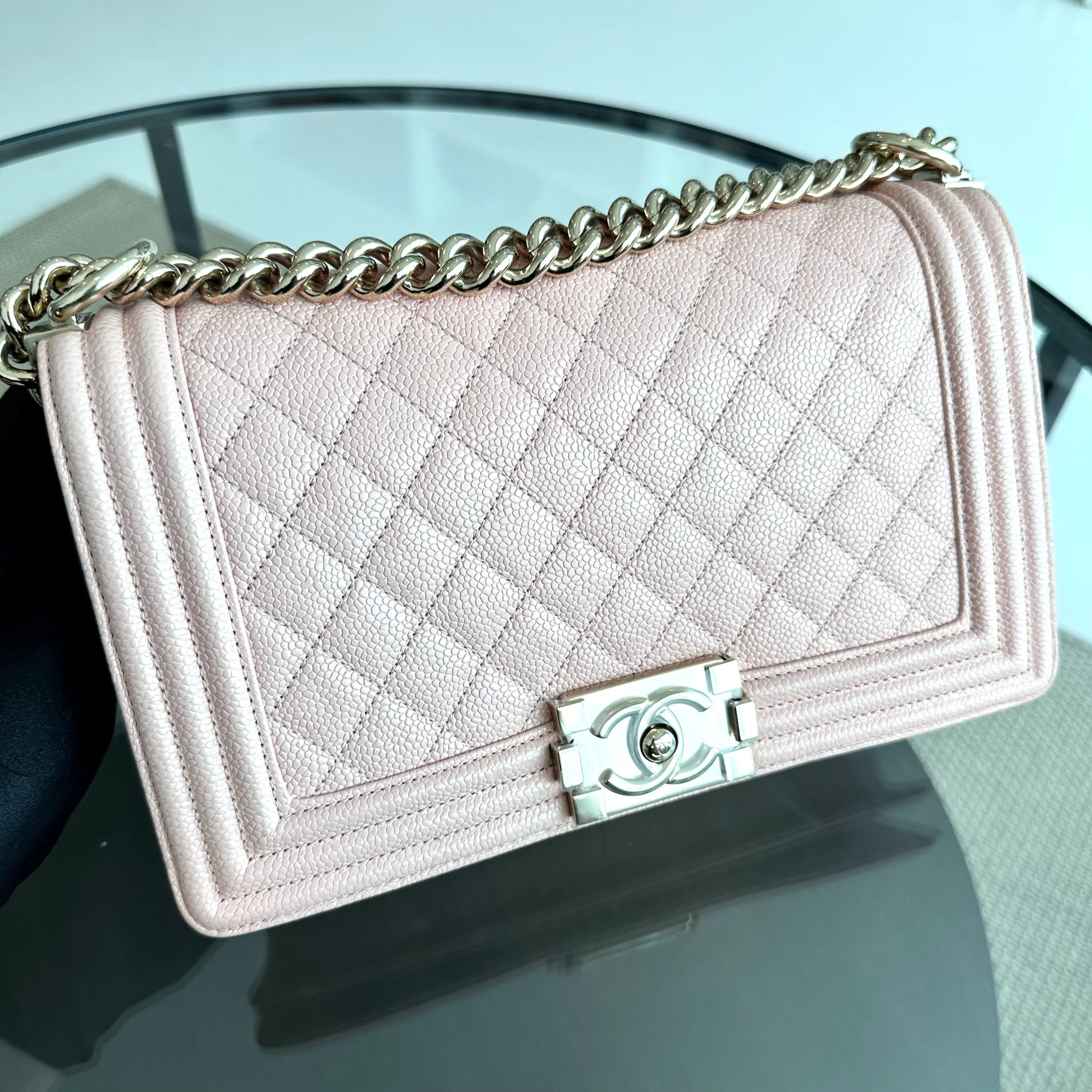 *Brand New, Series 29* Chanel Caviar Boy Old Medium 25CM Leboy Sakura Pink LGHW No 29 - Best Luxury Designers