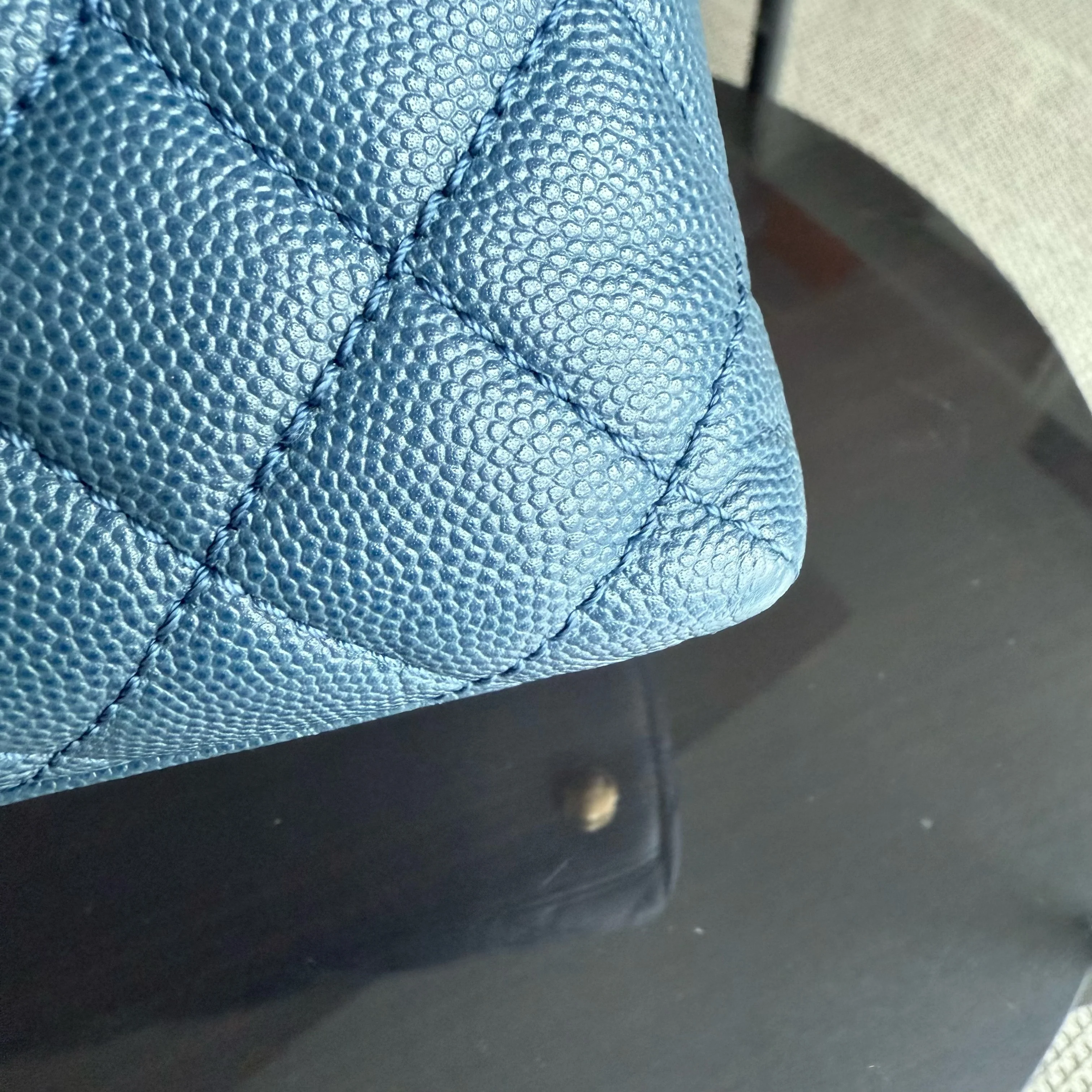 Chanel Coco Handle Medium - Caviar Quilted Blue Grained Calfskin Gold Hardware Series 23