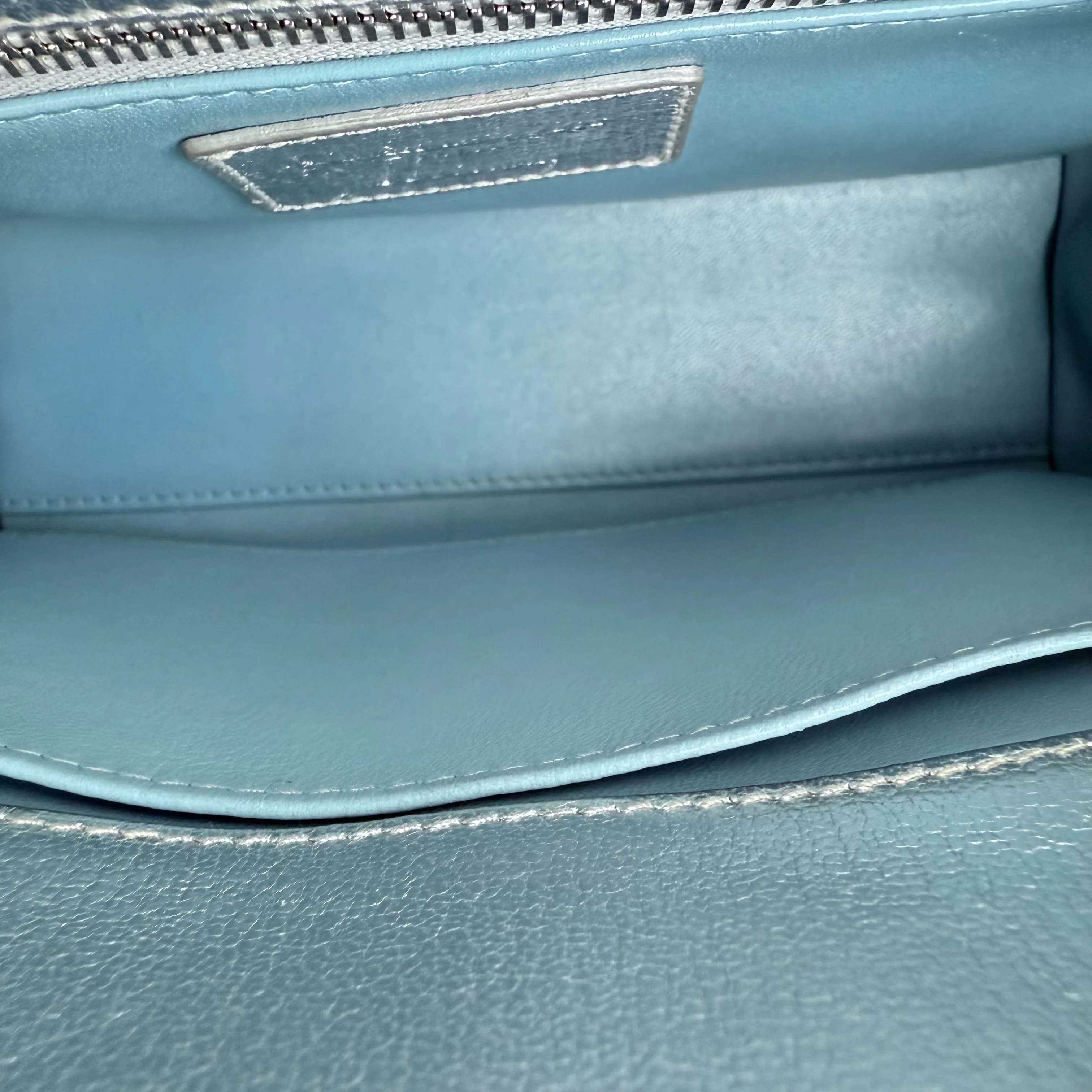 Dior Lady Small - Cannage Metallic Calfskin Silver Silver Hardware