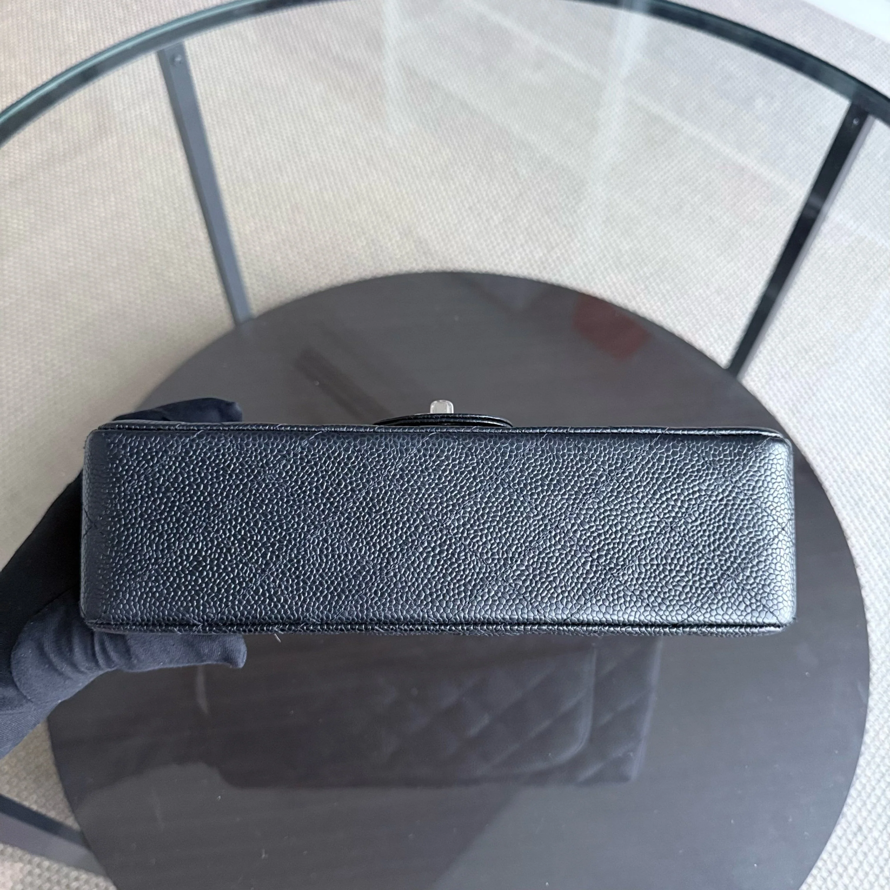 Chanel Classic Flap Small - Caviar 23CM Quilted Grained Calfskin Black Silver Hardware Series 12