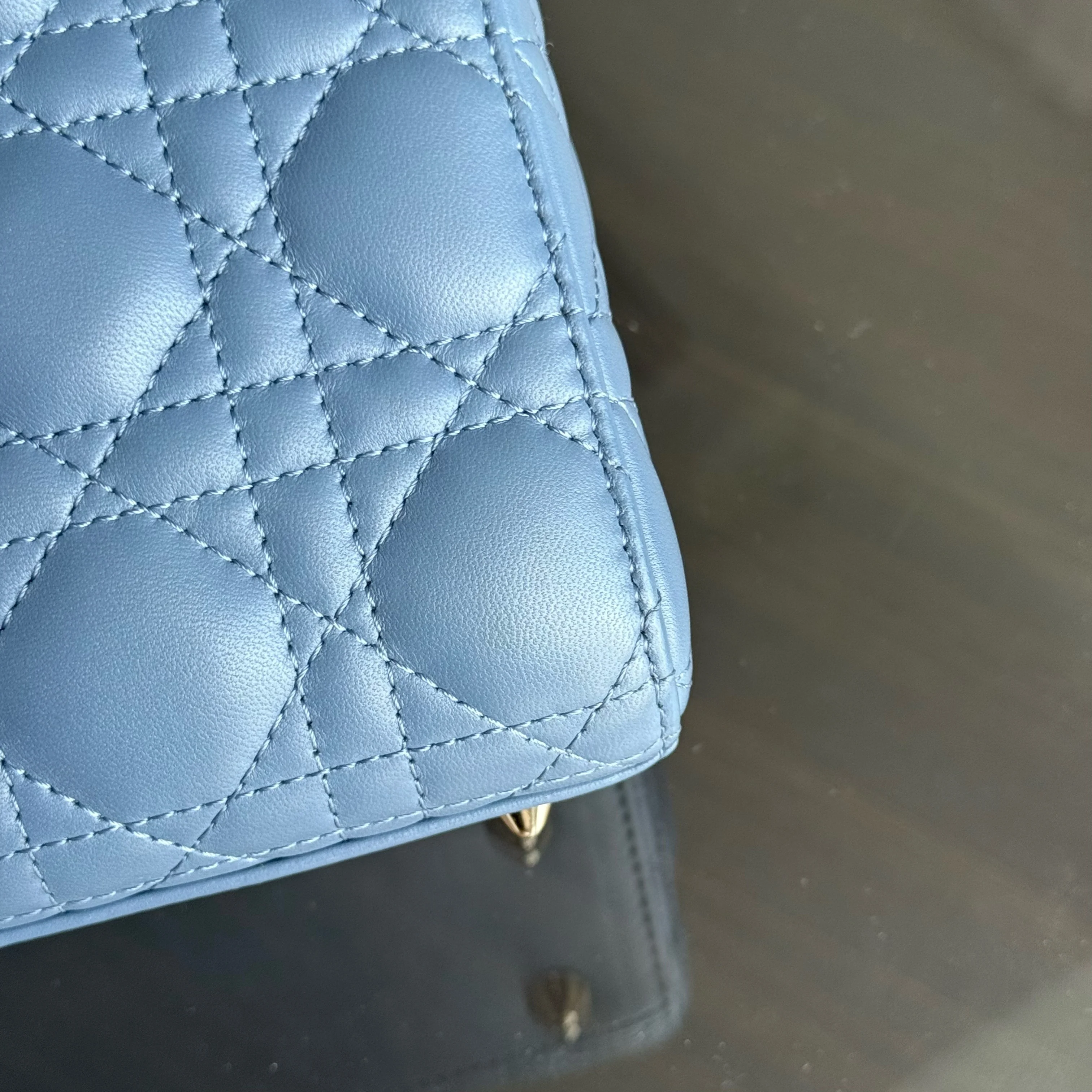 Dior Lady Small ABC Flap - Cannage Lambskin Blue Gold Hardware MyABC