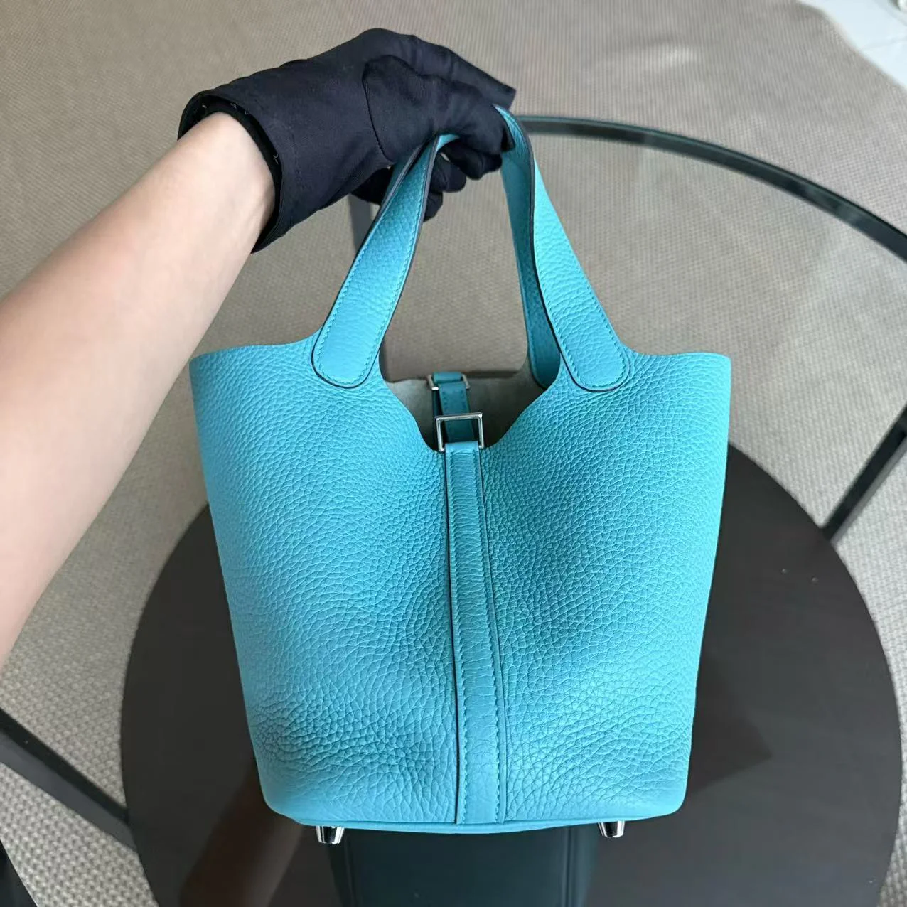 Hermes Picotin Lock 18 - TC Taurillion Clemence Lagon Palladium Hardware Stamp A