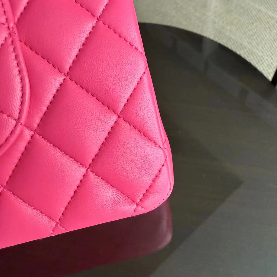 Chanel Classic Flap Medium Bag - Quilted Lambskin Hot Pink Silver Hardware Series 19