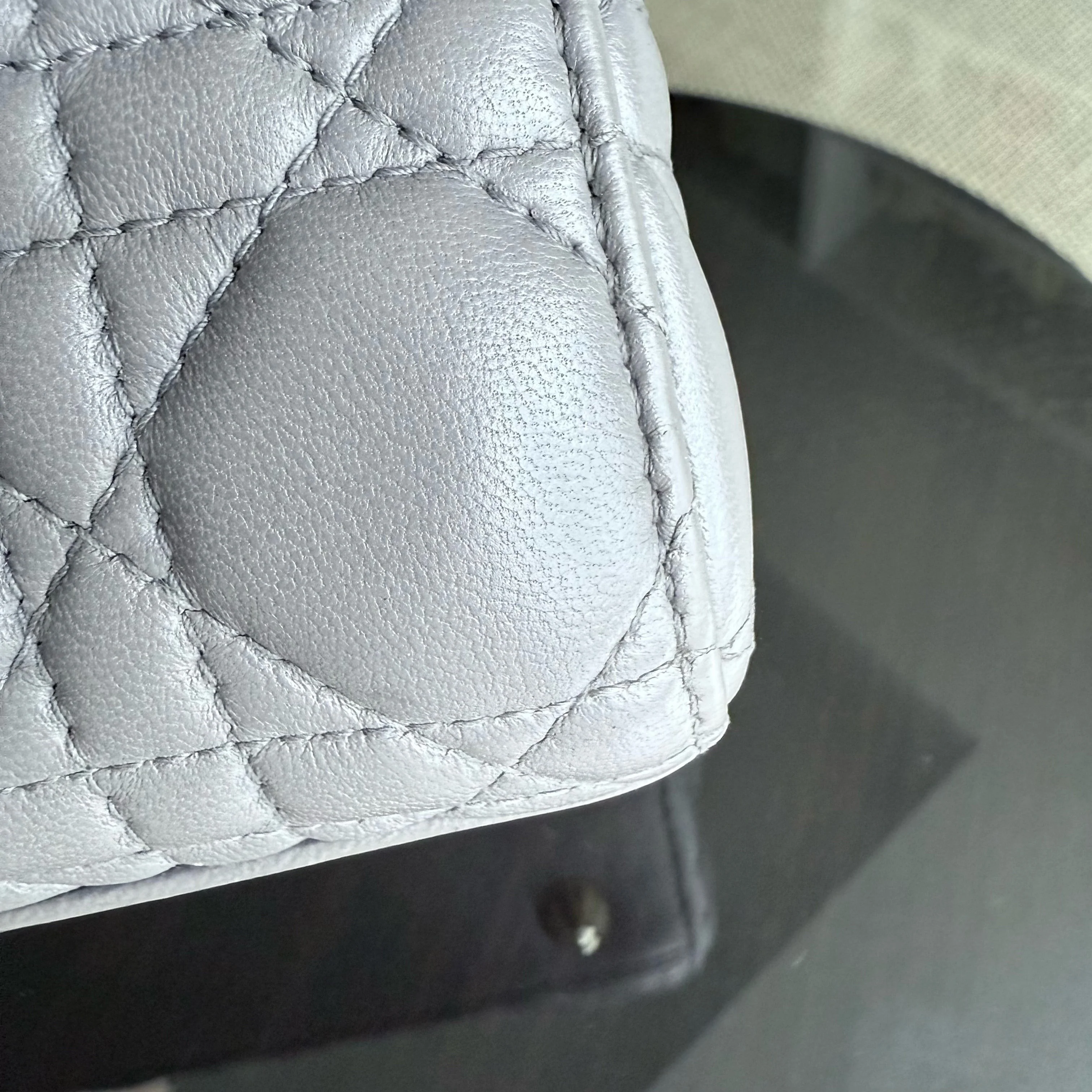 Dior Lady Small - Cannage Lambskin Grey Gray Gold Hardware