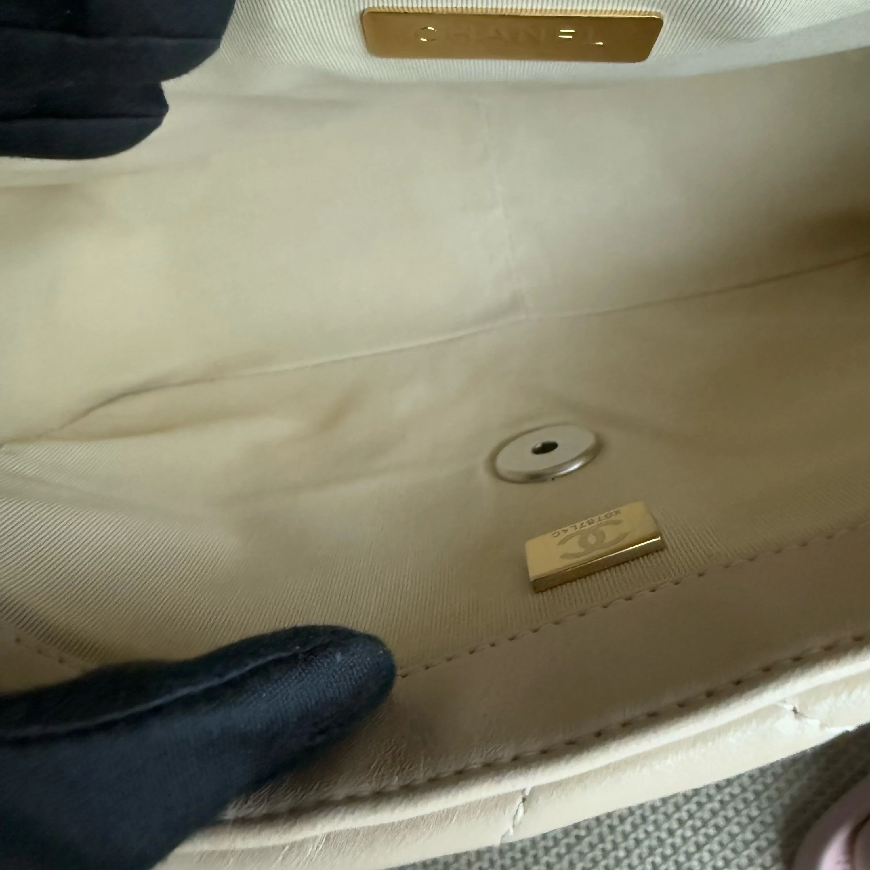 Chanel 19 Bag Small - C19 Goatskin Light Beige Two-tone Hardware Microchip