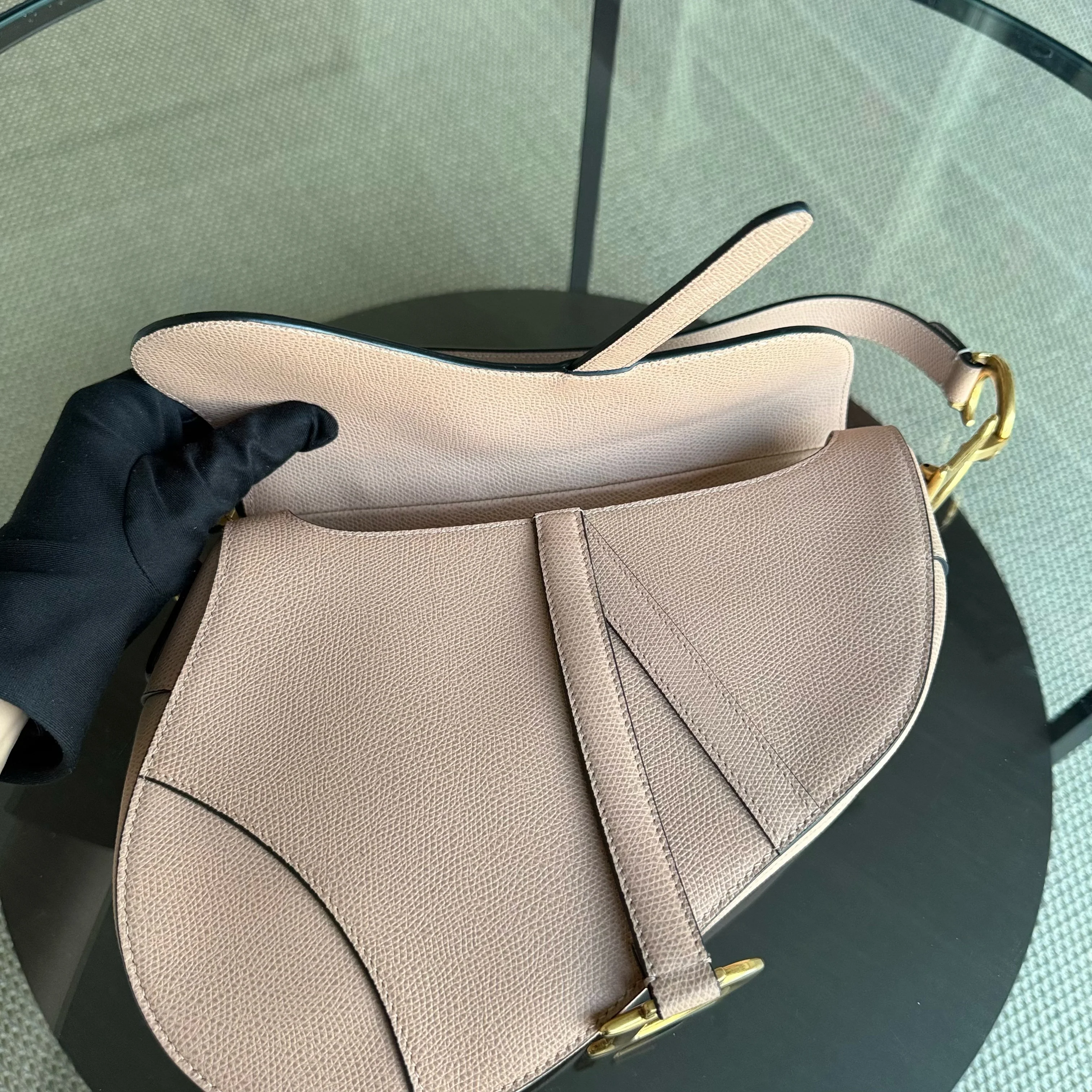 Dior Saddle Medium - Grained Calfskin Nude Pink Blush Gold Hardware