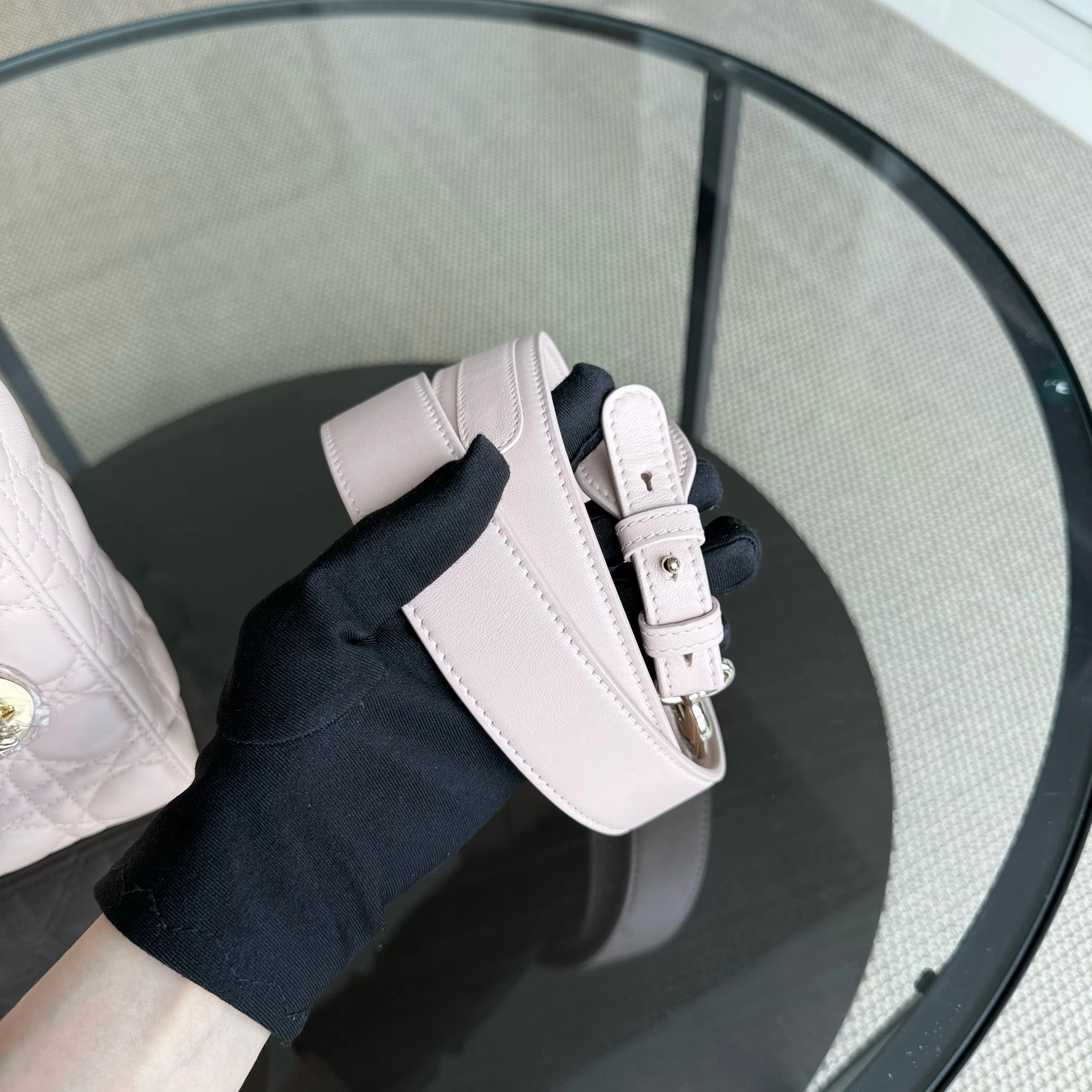 Dior Lady Small - Cannage Lambskin Light Pink Gold Hardware