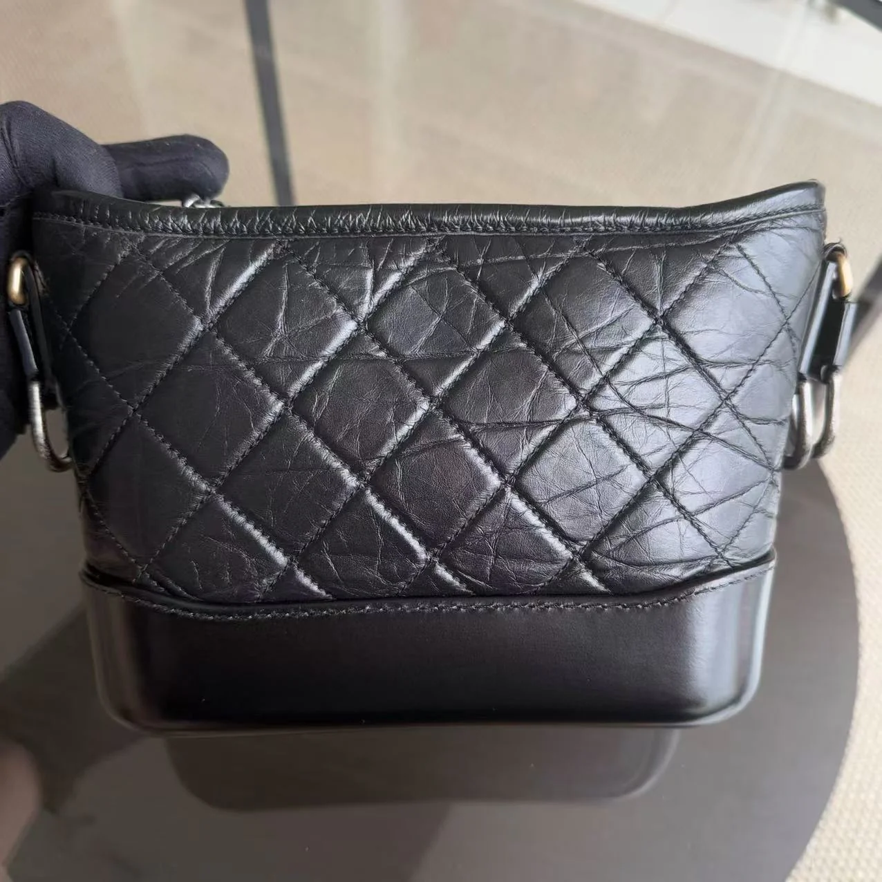 Chanel Gabrielle Small - Quilted Calfskin Black Two-tone Gold Hardware Series 24