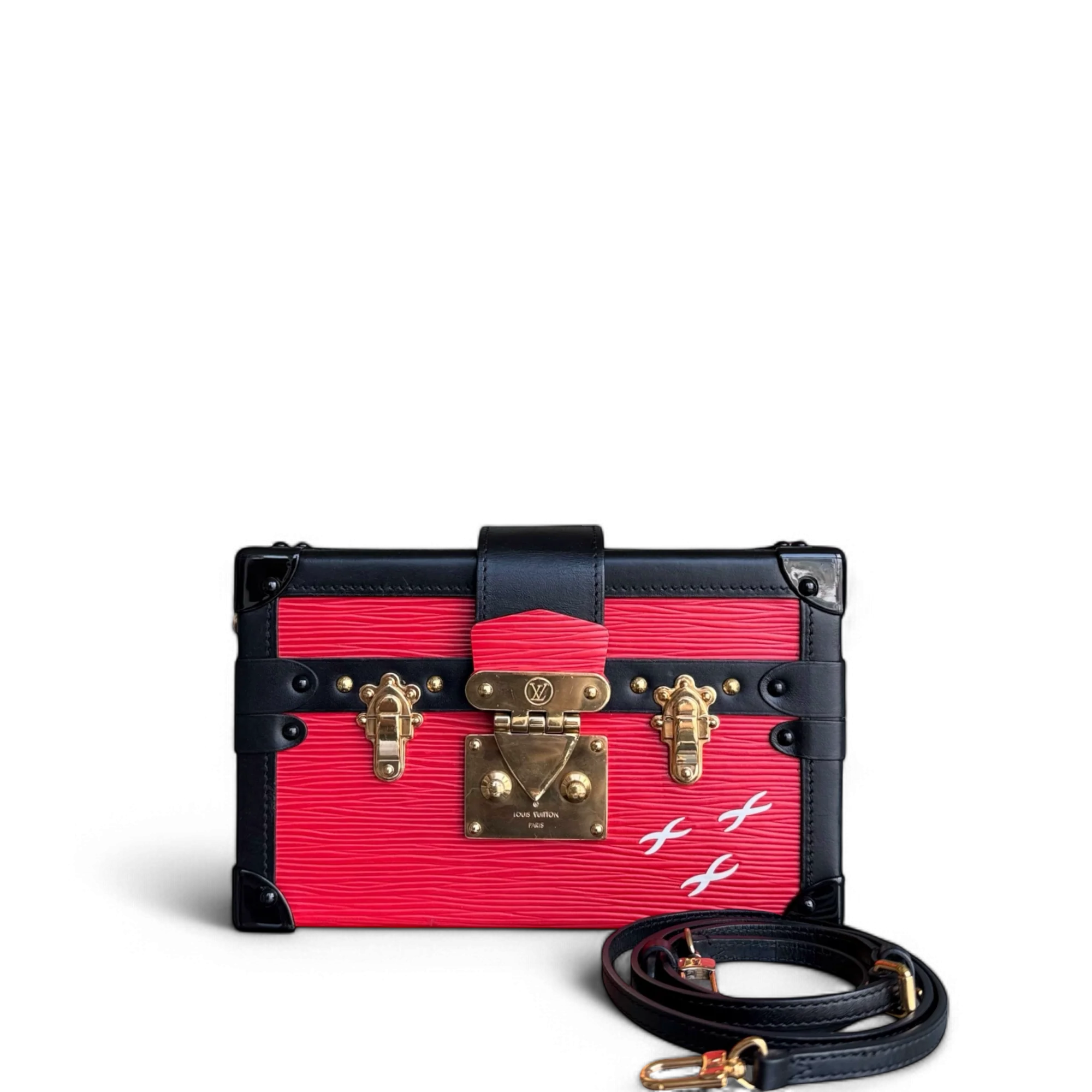Louis Vuitton Petite Malle - New Edition EPI Leather Red Box Shoulder Bag Gold Hardware Microchip
