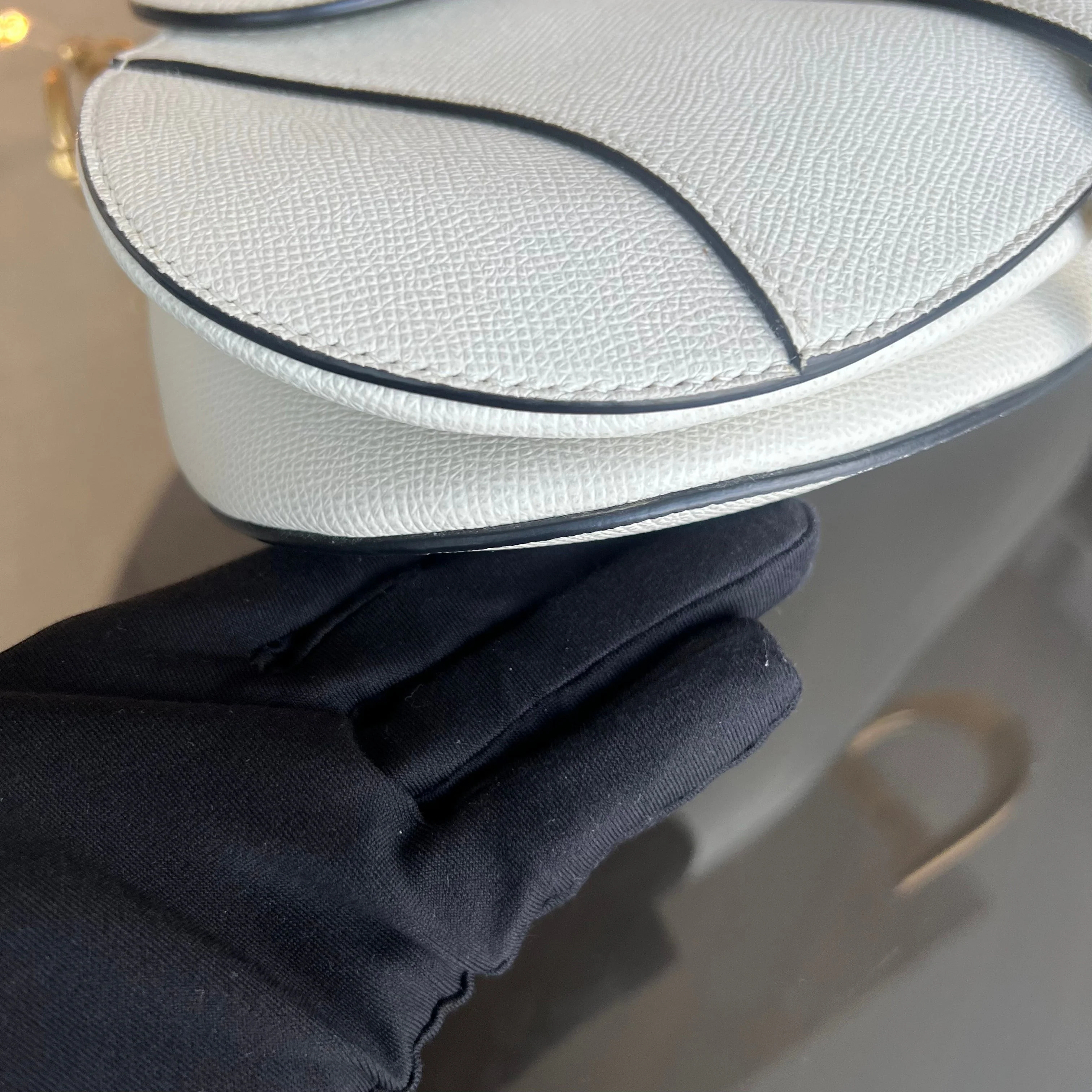 Dior Saddle Medium - Grained Calfskin White Gold Hardware
