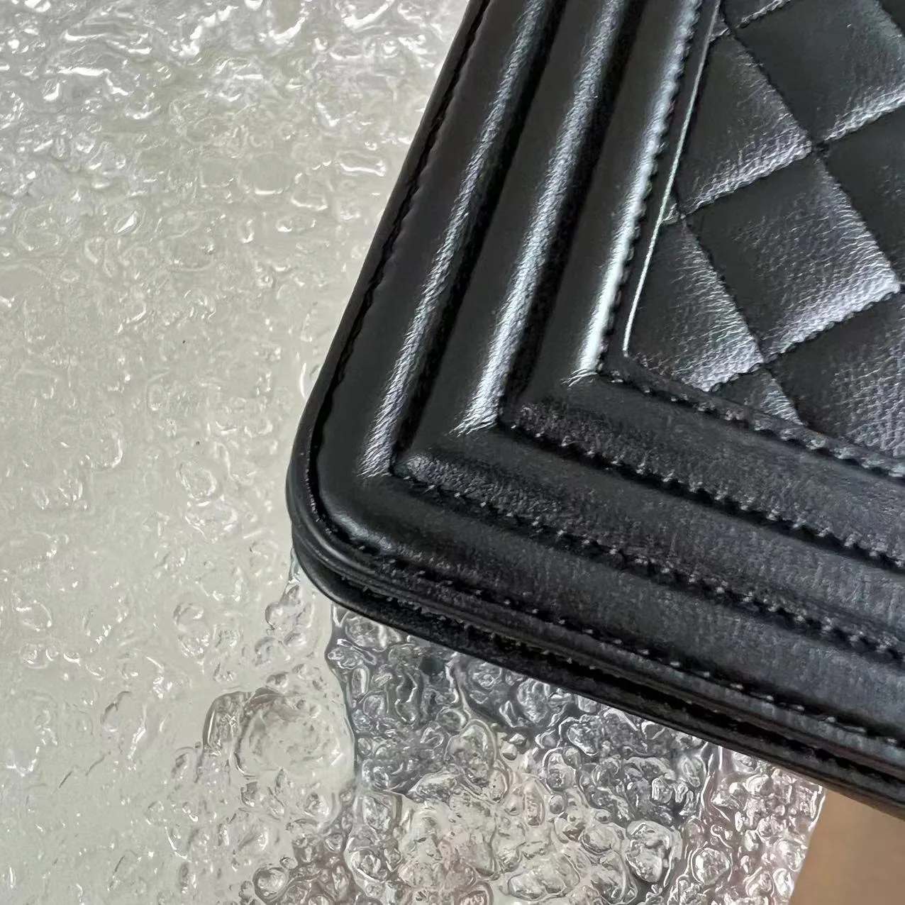 *Calfskin* Chanel Boy Old Medium 25CM Quilted Calfskin Black Leboy Golden Hardware Series 20 - Best Luxury Designers