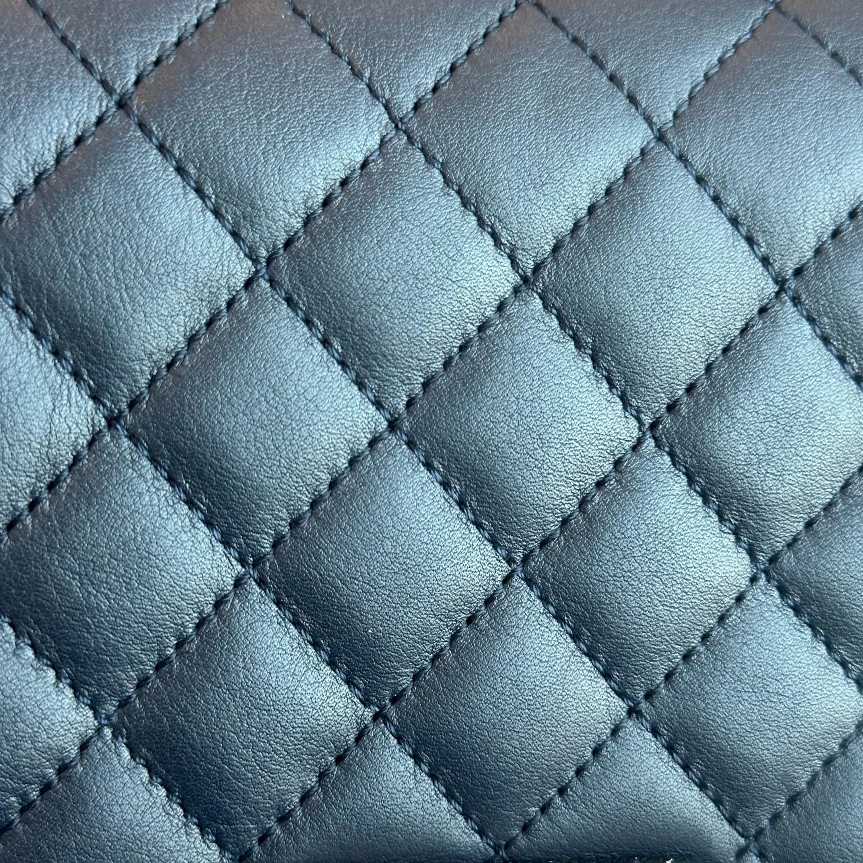 *Calfskin* Chanel Boy Old Medium 25CM Quilted Smooth Calfskin Leboy Dark Blue SHW No 20 - Best Luxury Designers