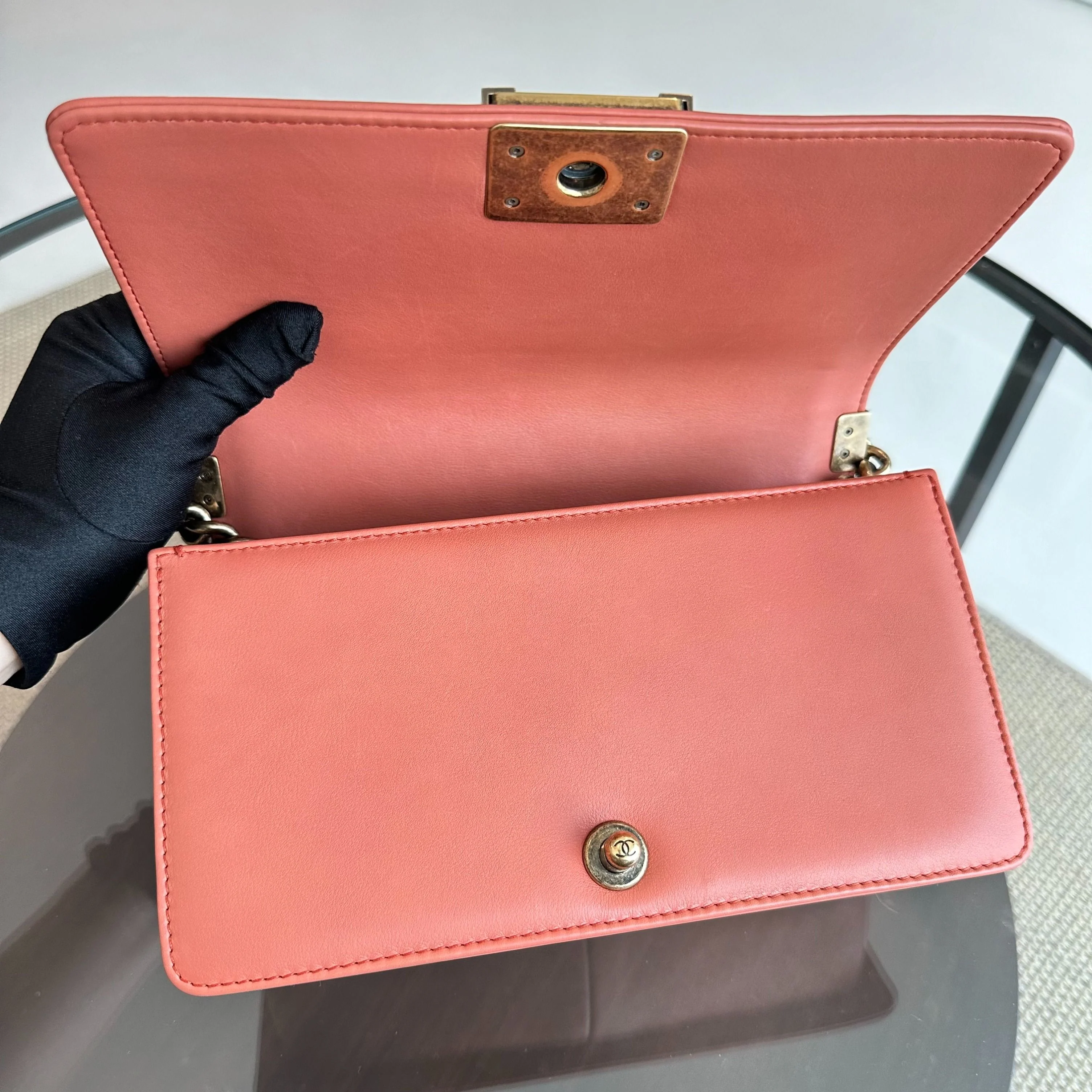 *Calfskin* Chanel Boy Old Medium Quilted Smooth Calfskin Leboy Blush AGHW No 20 - Best Luxury Designers