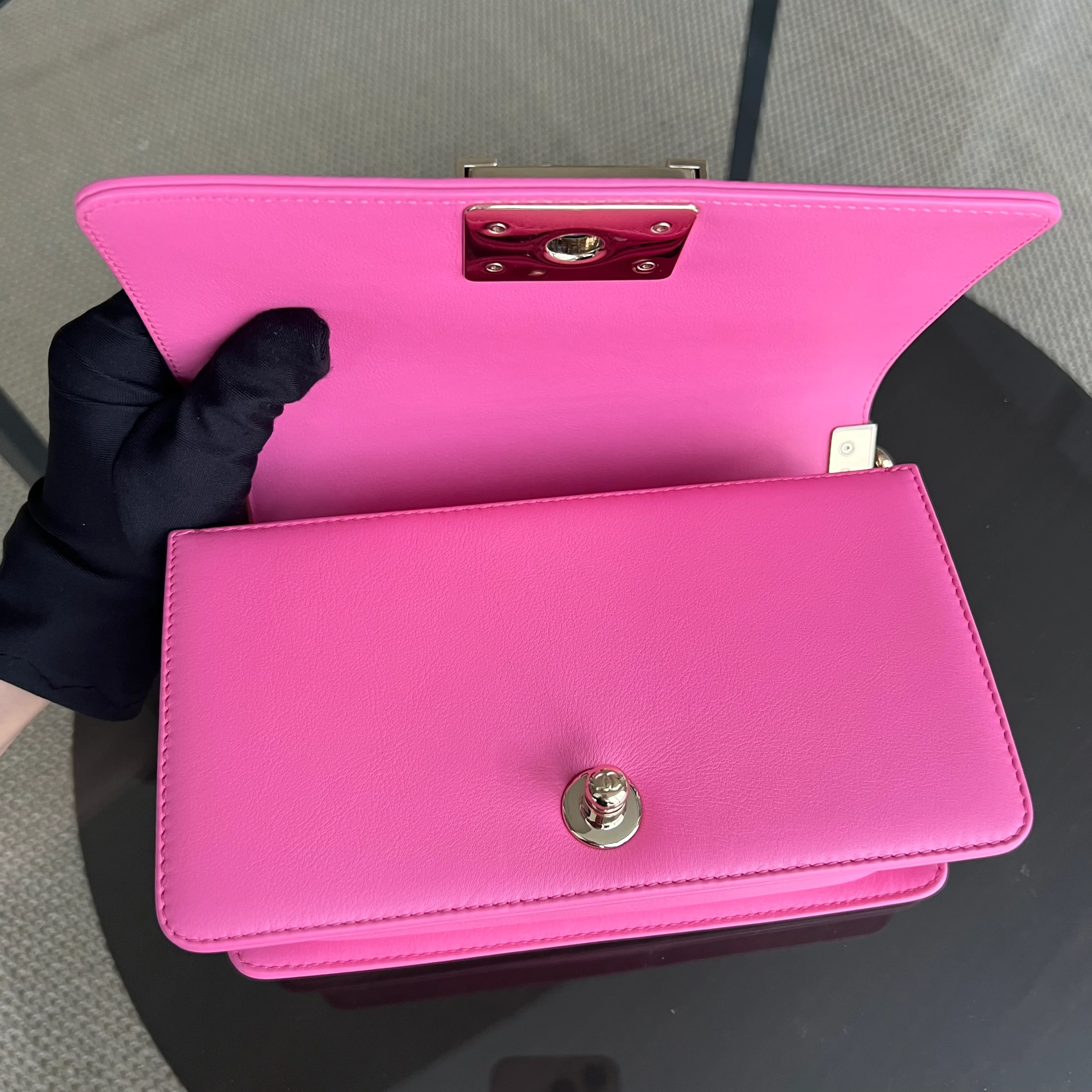 *Calfskin* Chanel Boy Small 20CM Quilted Calfskin Sakura Pink Leboy Golden Hardware Series 26 - Best Luxury Designers