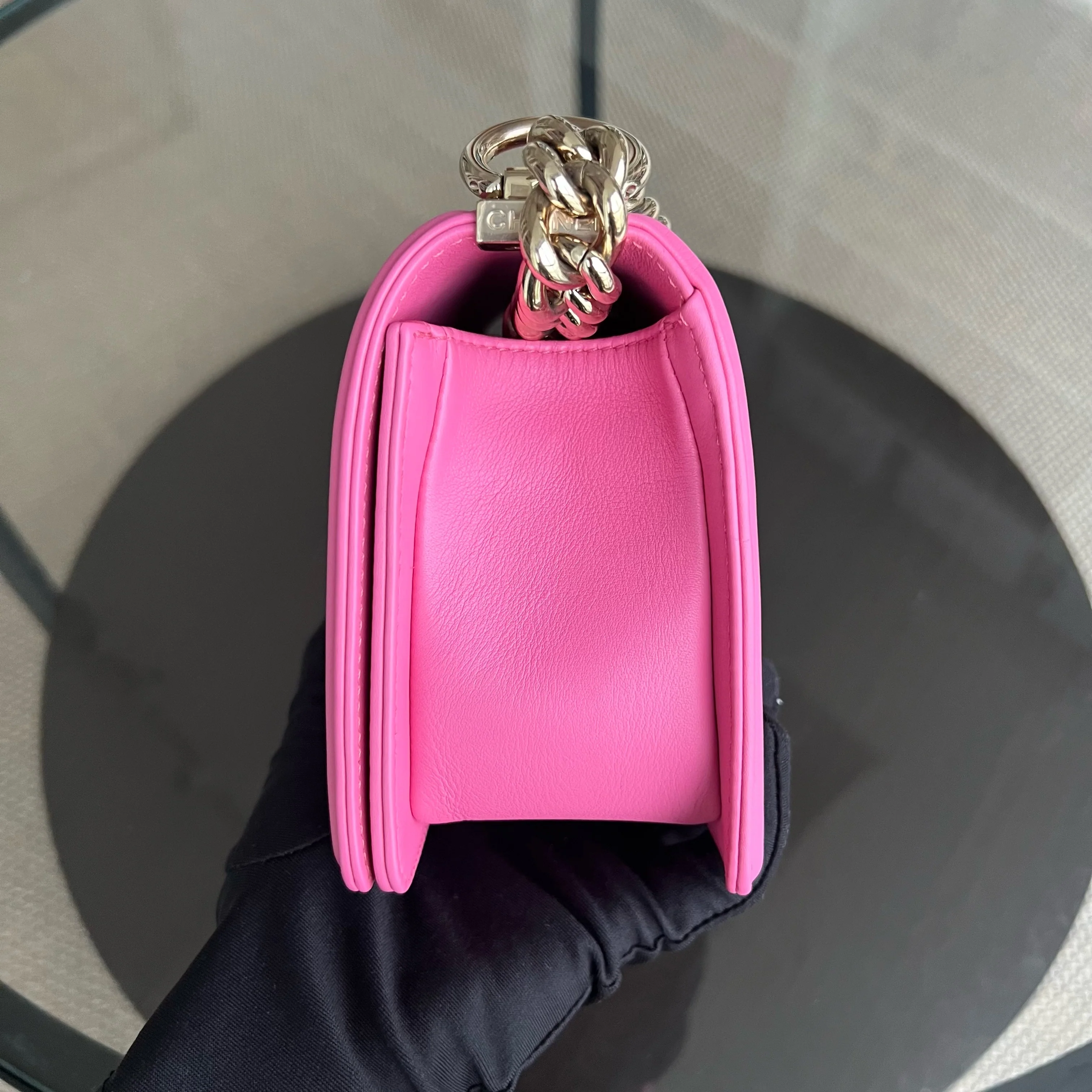 *Calfskin* Chanel Boy Small 20CM Quilted Calfskin Sakura Pink Leboy Golden Hardware Series 26 - Best Luxury Designers