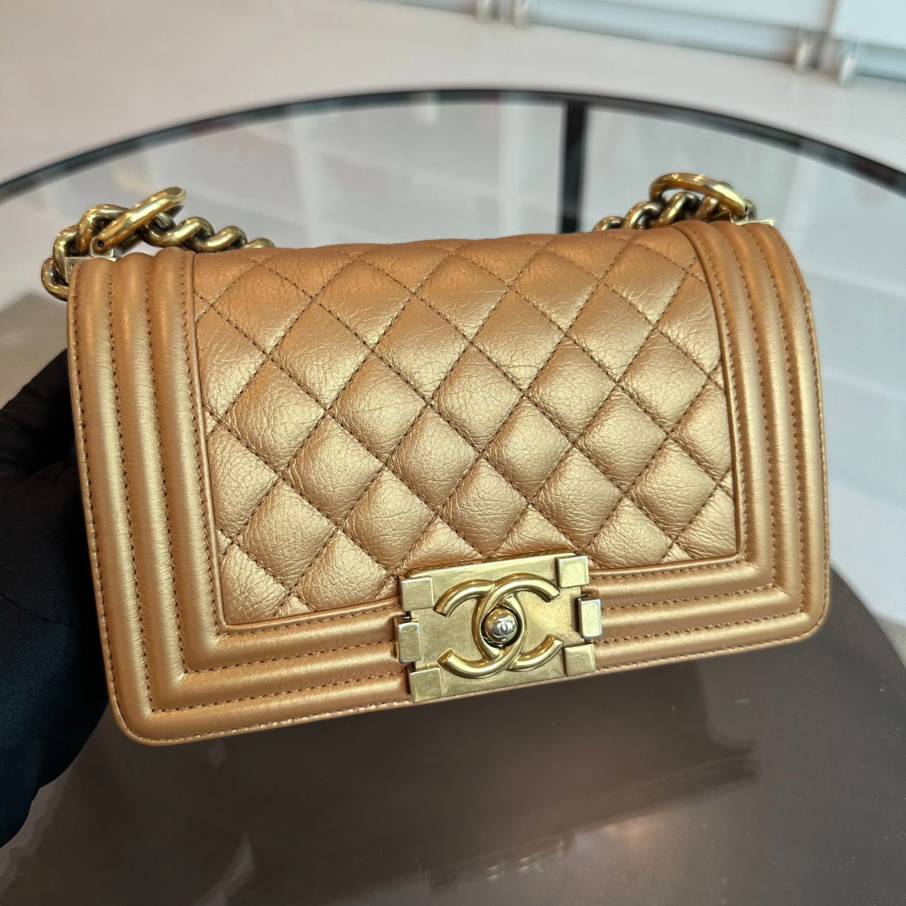 *Calfskin* Chanel Boy Small Calfskin Gold GHW No 20 - Best Luxury Designers