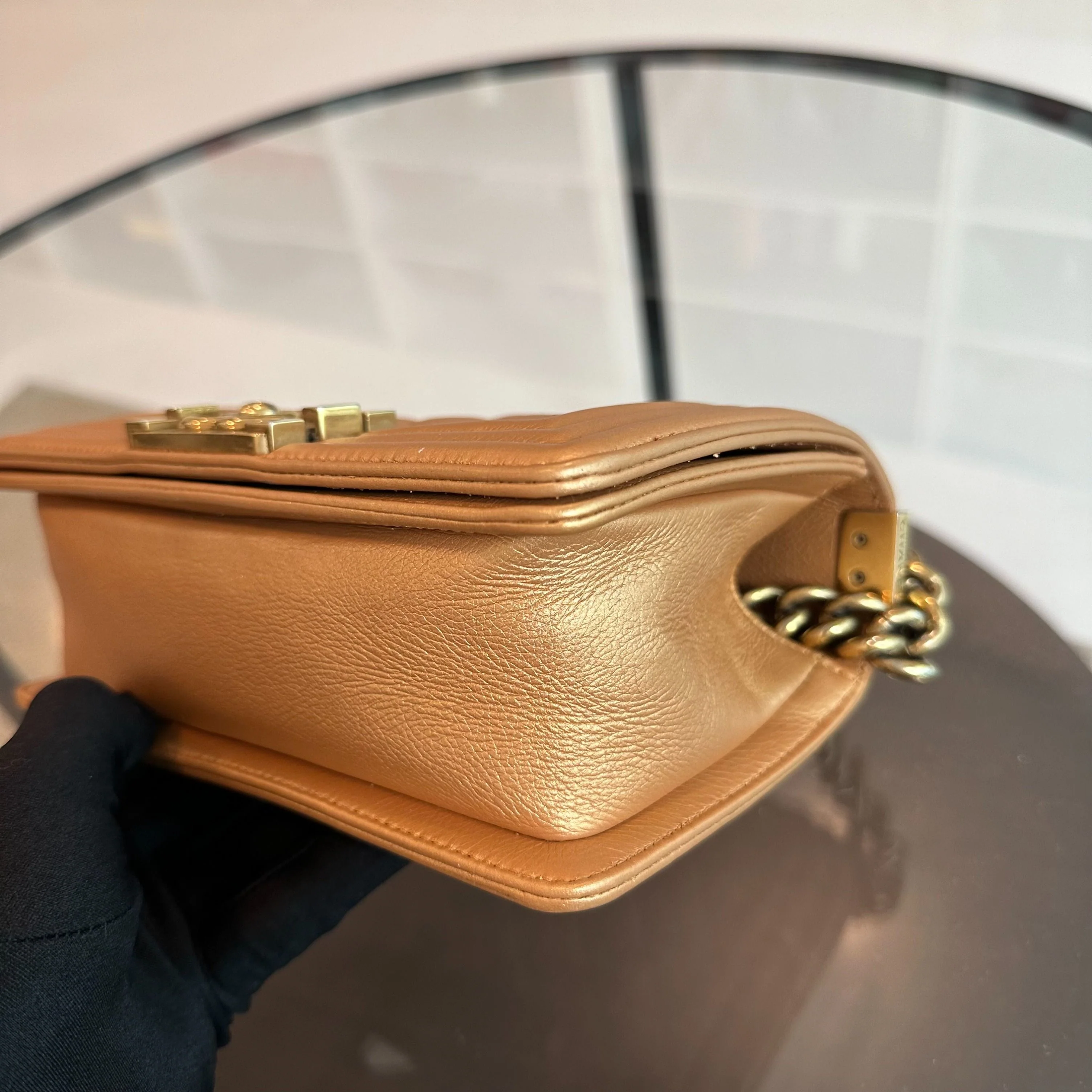 *Calfskin* Chanel Boy Small Calfskin Gold GHW No 20 - Best Luxury Designers