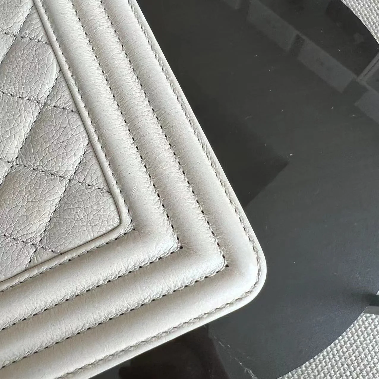 *Calfskin* Chanel Boy Small Quilted Grained Calfskin Cream White Leboy Golden Hardware Series 20 - Best Luxury Designers