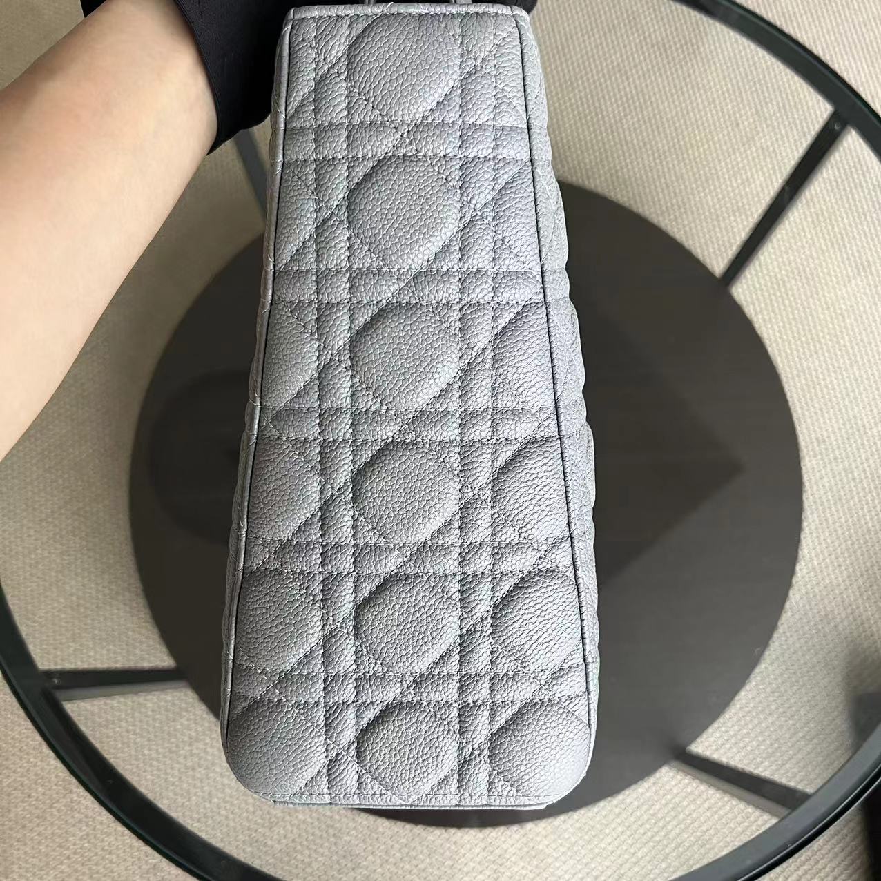 *Caviar* Dior Lady Large Cannage Caviar Grained Calfskin Grey Gray SHW NO STRAP - Best Luxury Designers