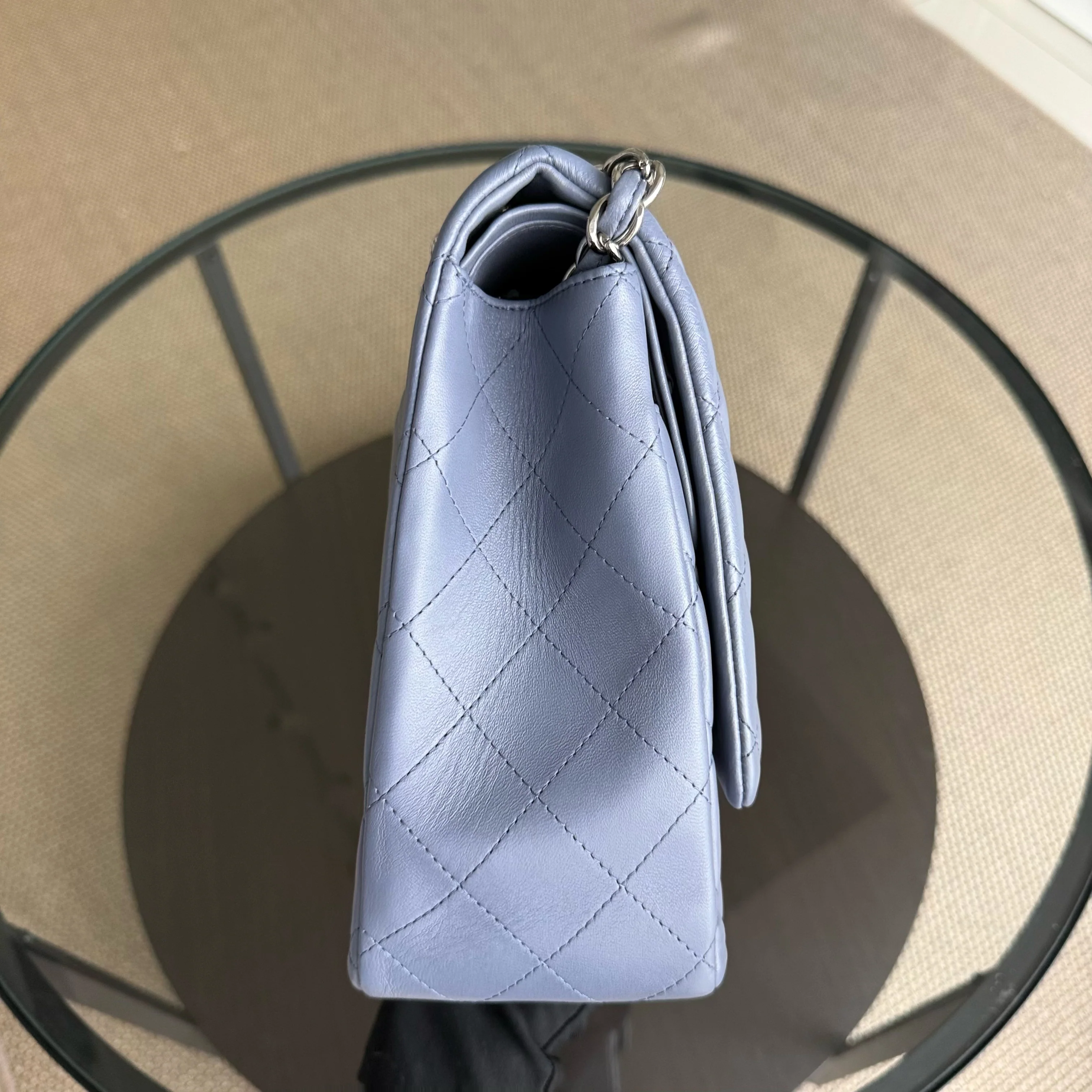 Chanel Classic Flap Maxi - Double Flap Quilted 34CM Lambskin Light Violet Purple Series 15