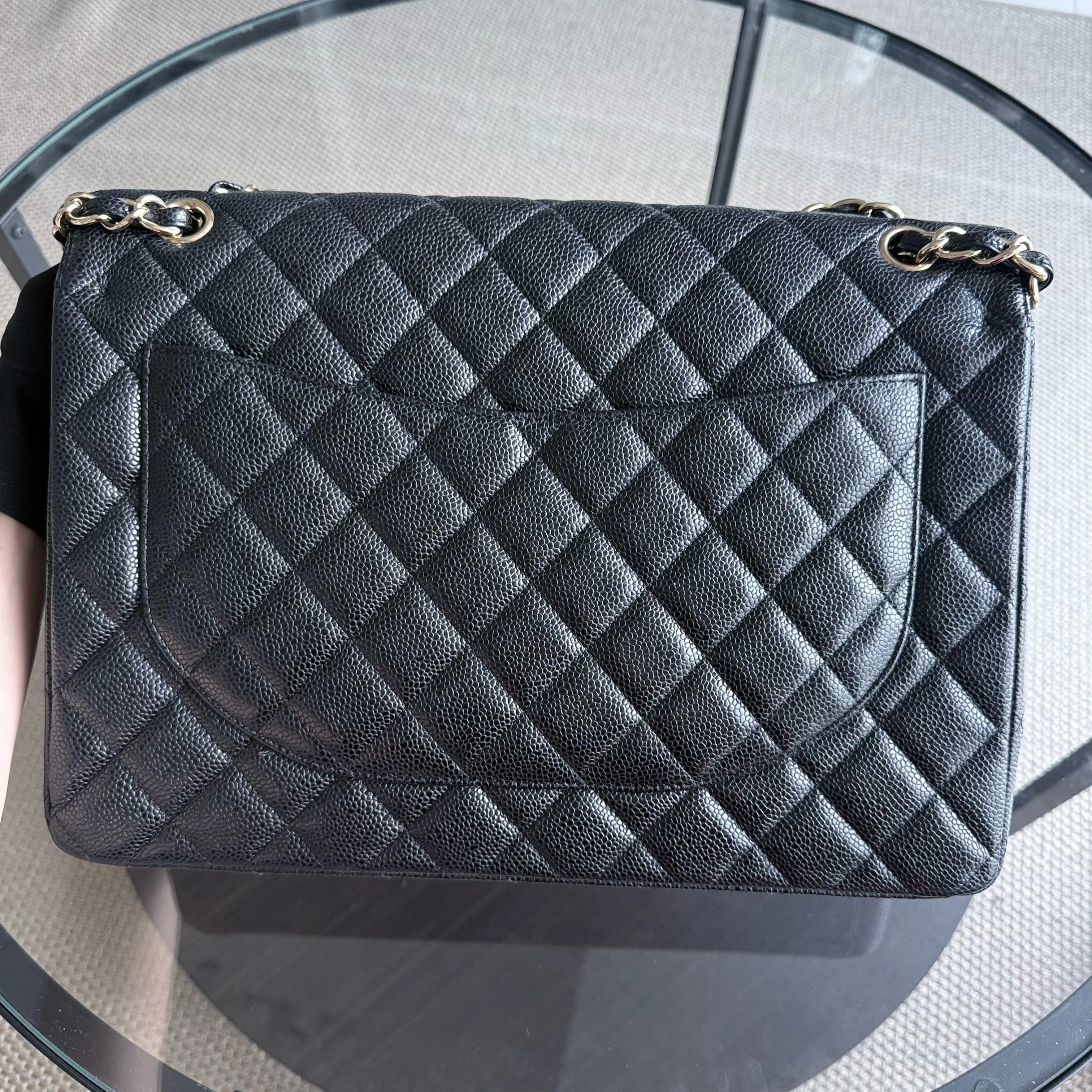 Chanel Classic Flap Maxi - Caviar Double Flap 33CM Quilted Black Gold Hardware