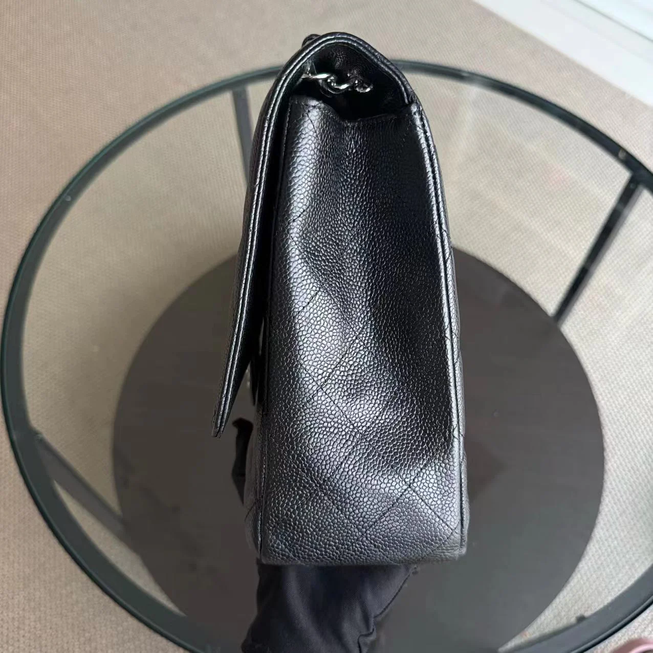 Chanel Classic Flap Maxi - Single Flap 33CM Quilted Caviar Black Silver Hardware