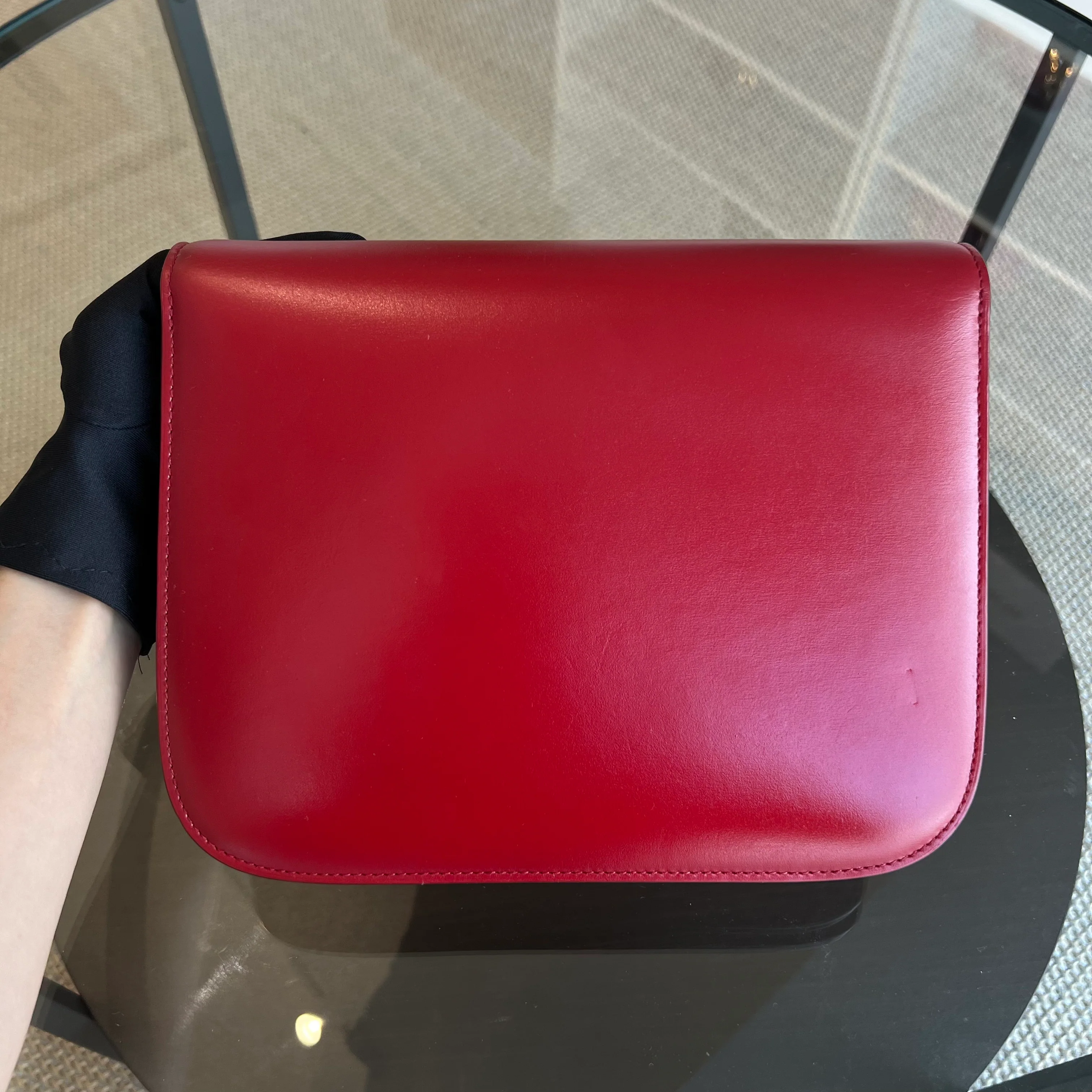 Celine Box Classic Smooth Calfskin Red Golden Hardware - Best Luxury Designers