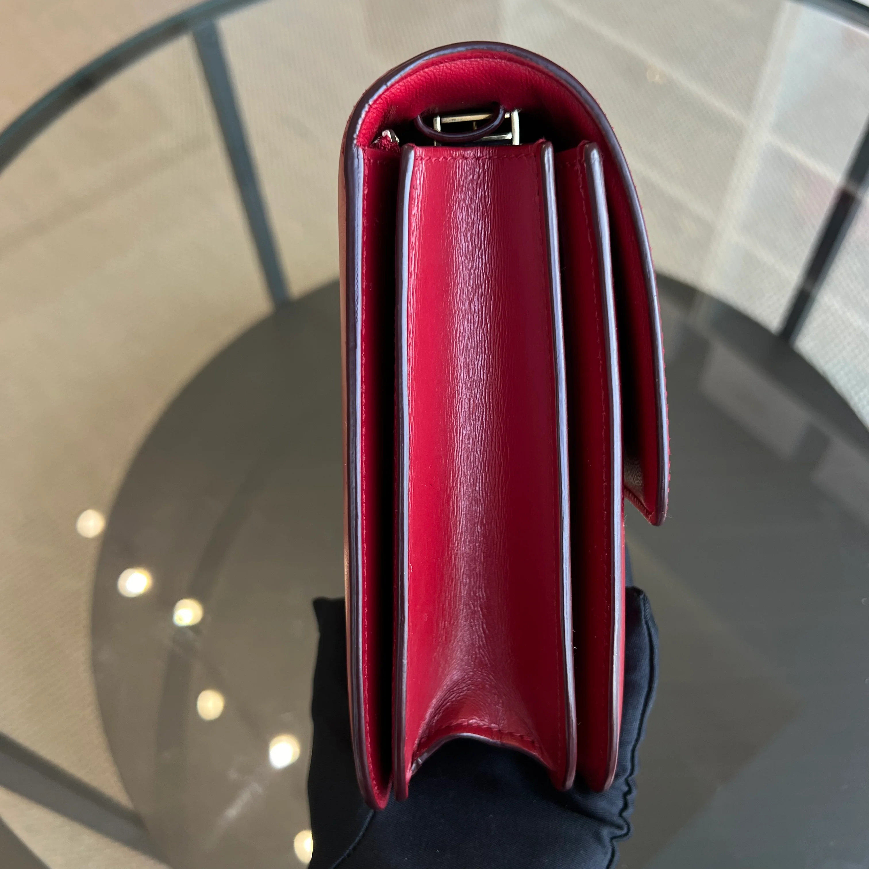 Celine Box Classic Smooth Calfskin Red Golden Hardware - Best Luxury Designers