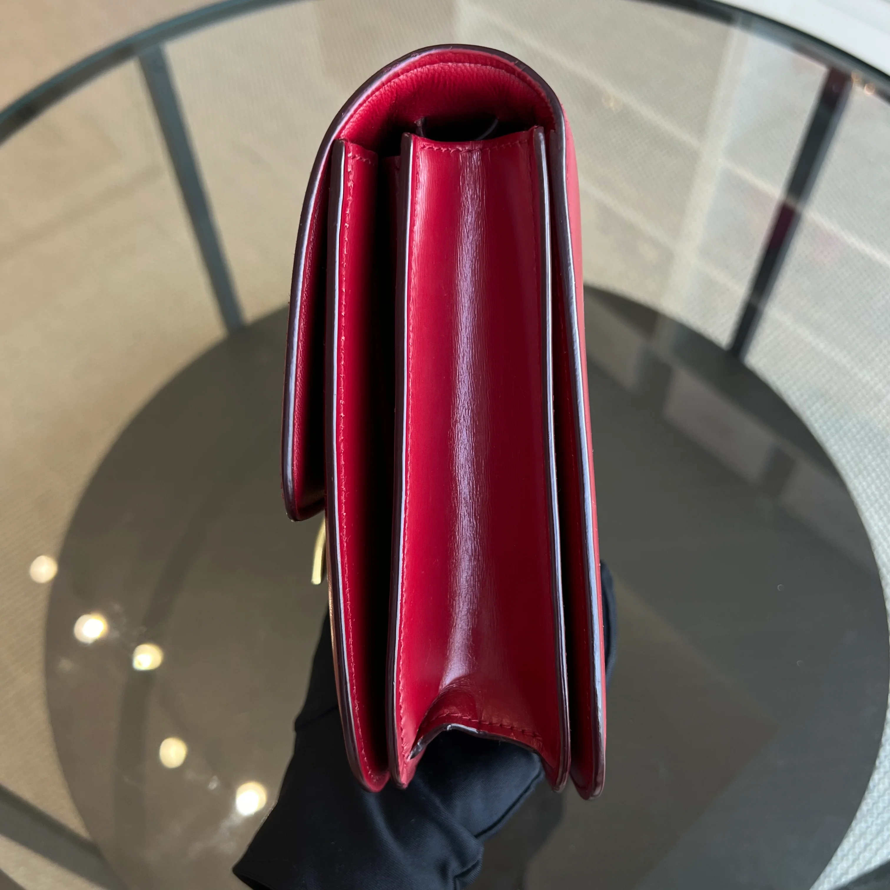 Celine Box Classic Smooth Calfskin Red Golden Hardware - Best Luxury Designers