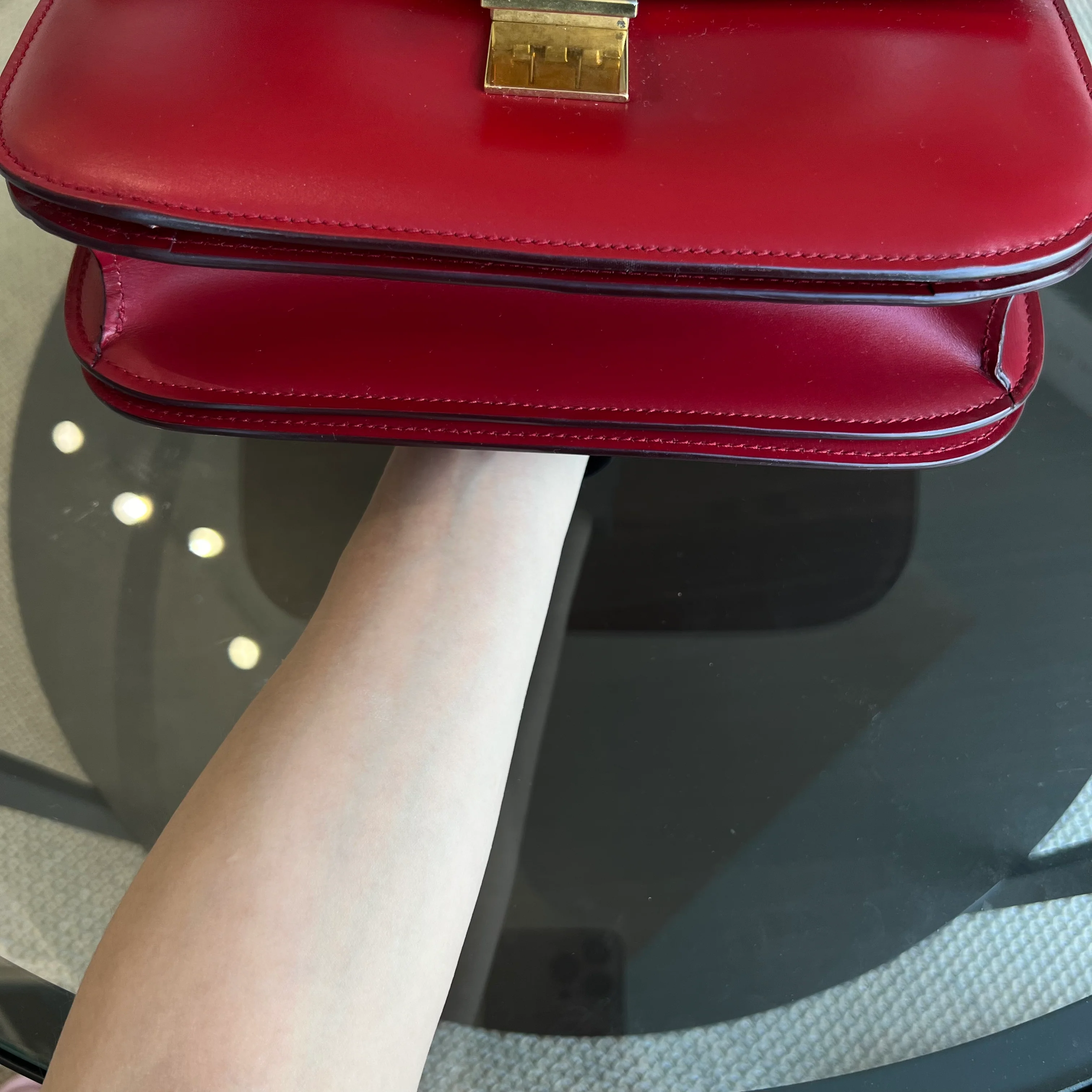 Celine Box Classic Smooth Calfskin Red Golden Hardware - Best Luxury Designers