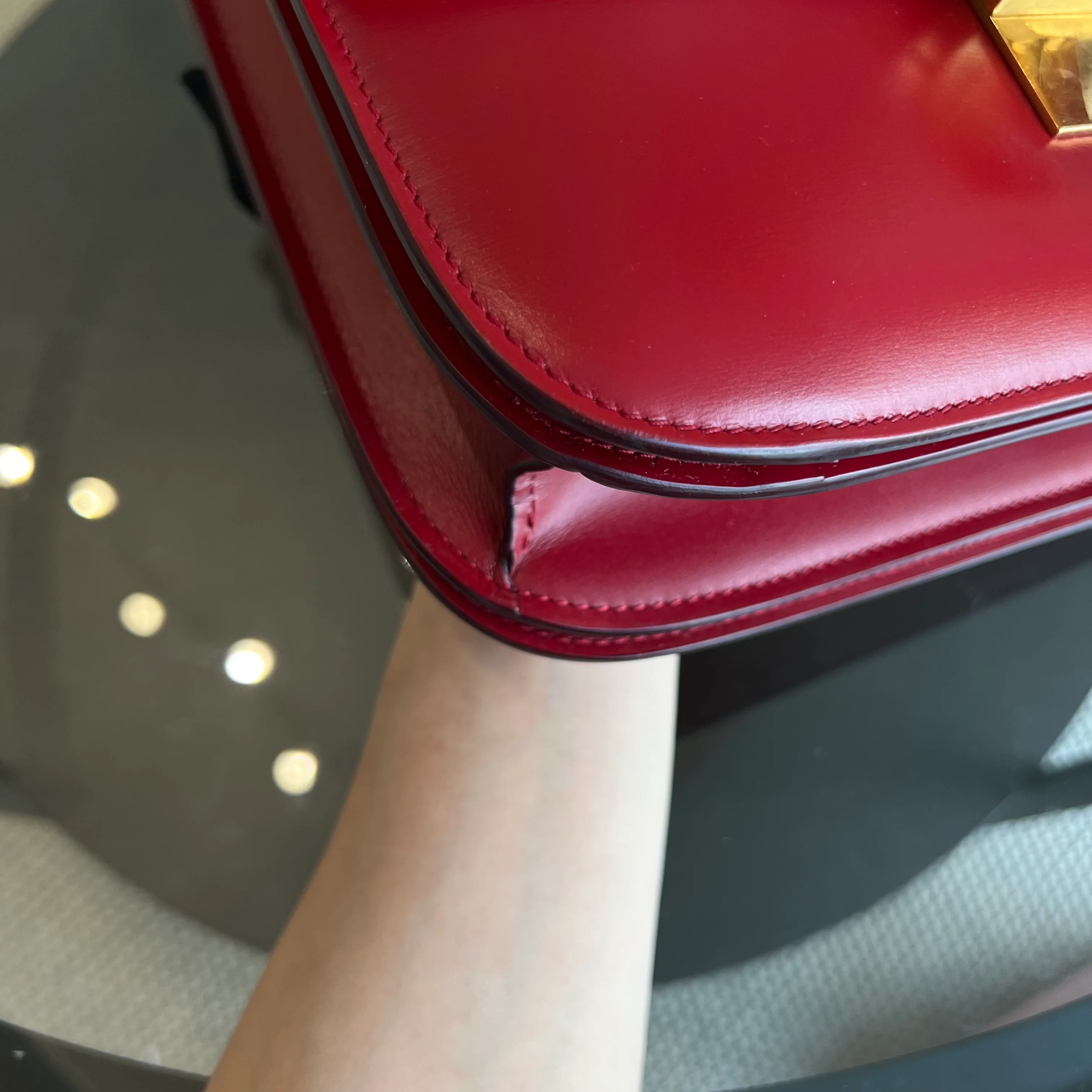 Celine Box Classic Smooth Calfskin Red Golden Hardware - Best Luxury Designers