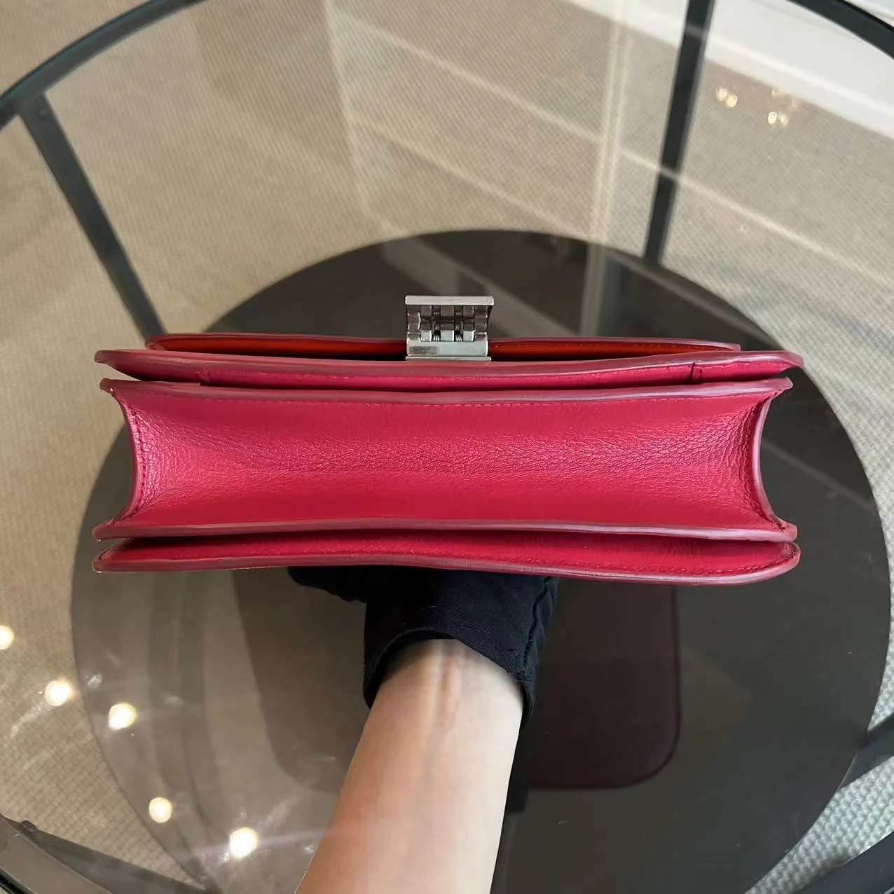 Celine Box Medium Grained Calfskin Hot Pink Silver Hardware - Best Luxury Designers