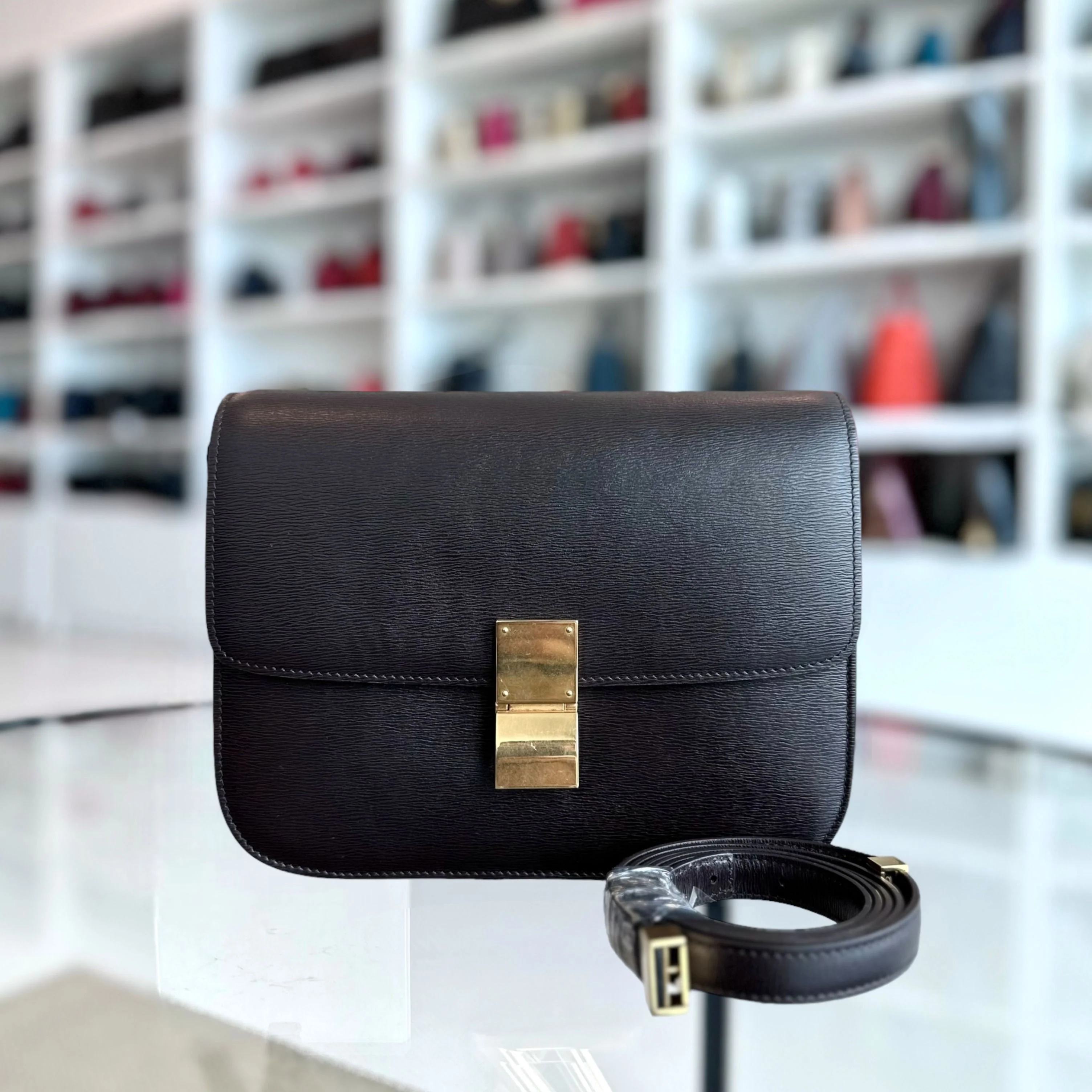 Celine Classic Box Medium Liege Calfskin Dark Brown GHW - Best Luxury Designers