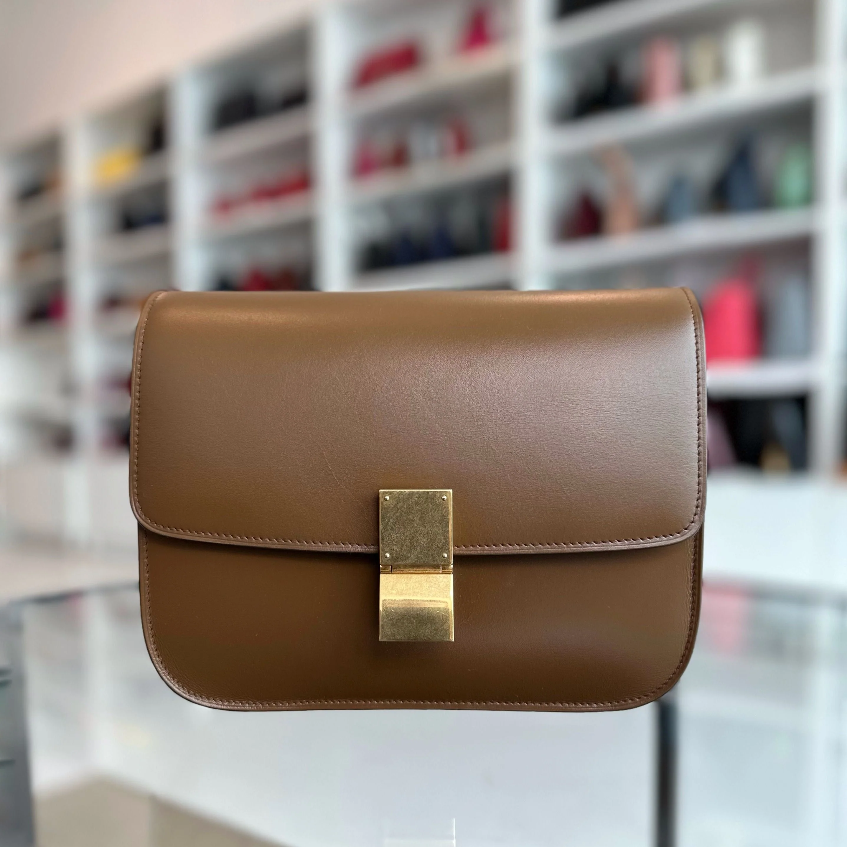 Celine Classic Box Medium Smooth Calfskin Leather Caramel GHW - Best Luxury Designers