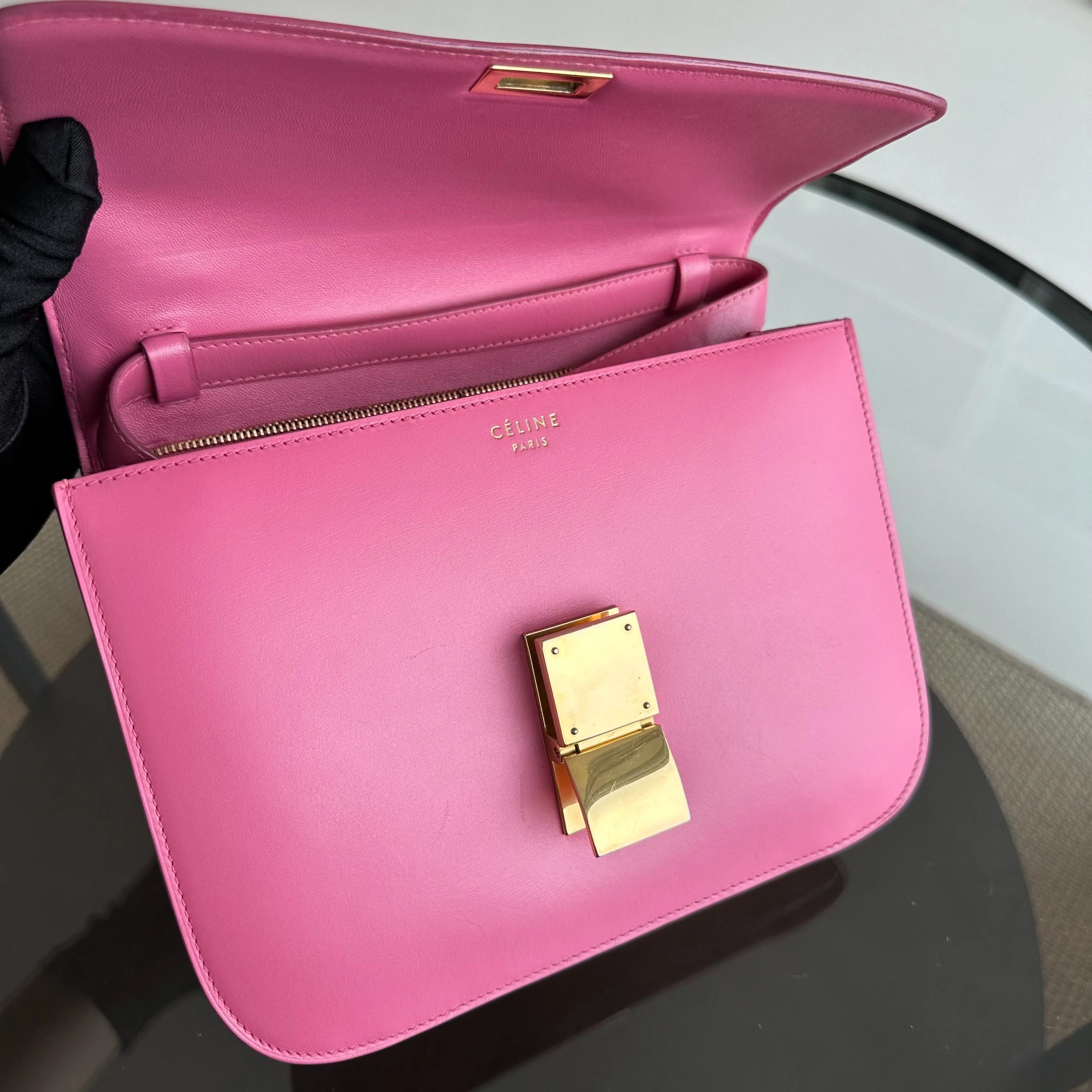 Celine Classic Box Medium Smooth Calfskin Leather Pink GHW - Best Luxury Designers