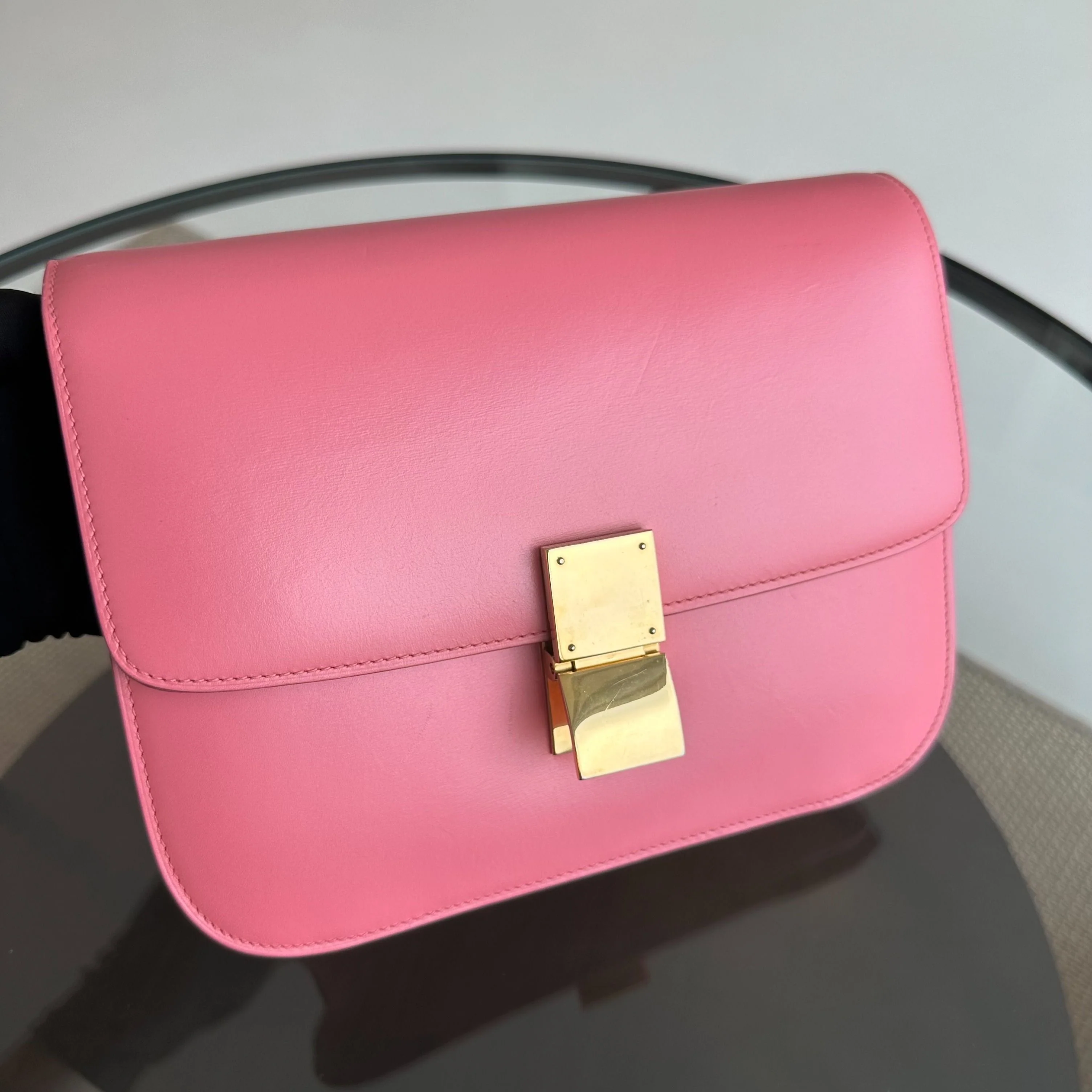 Celine Classic Box Medium Smooth Calfskin Leather Pink GHW - Best Luxury Designers