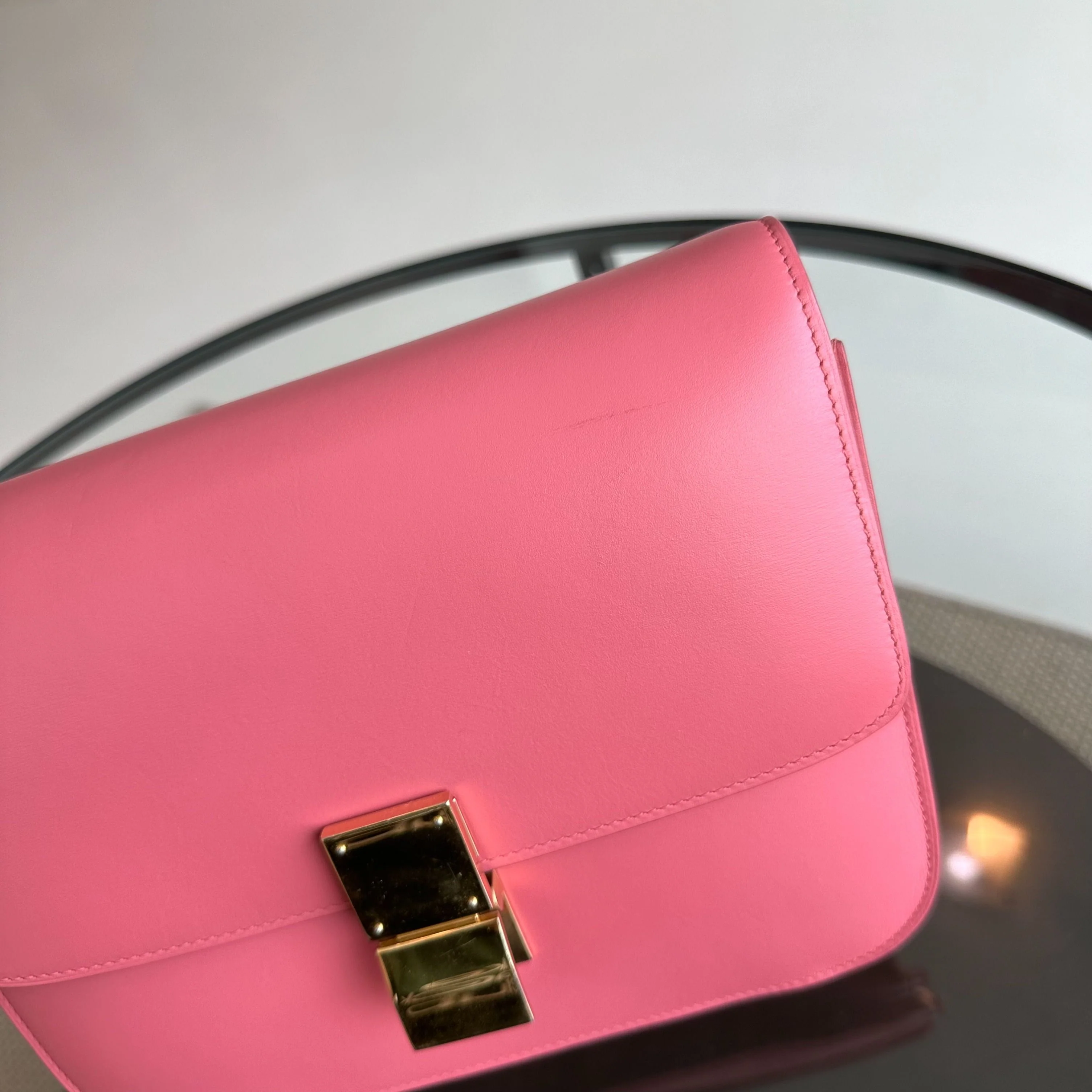 Celine Classic Box Medium Smooth Calfskin Leather Pink GHW - Best Luxury Designers