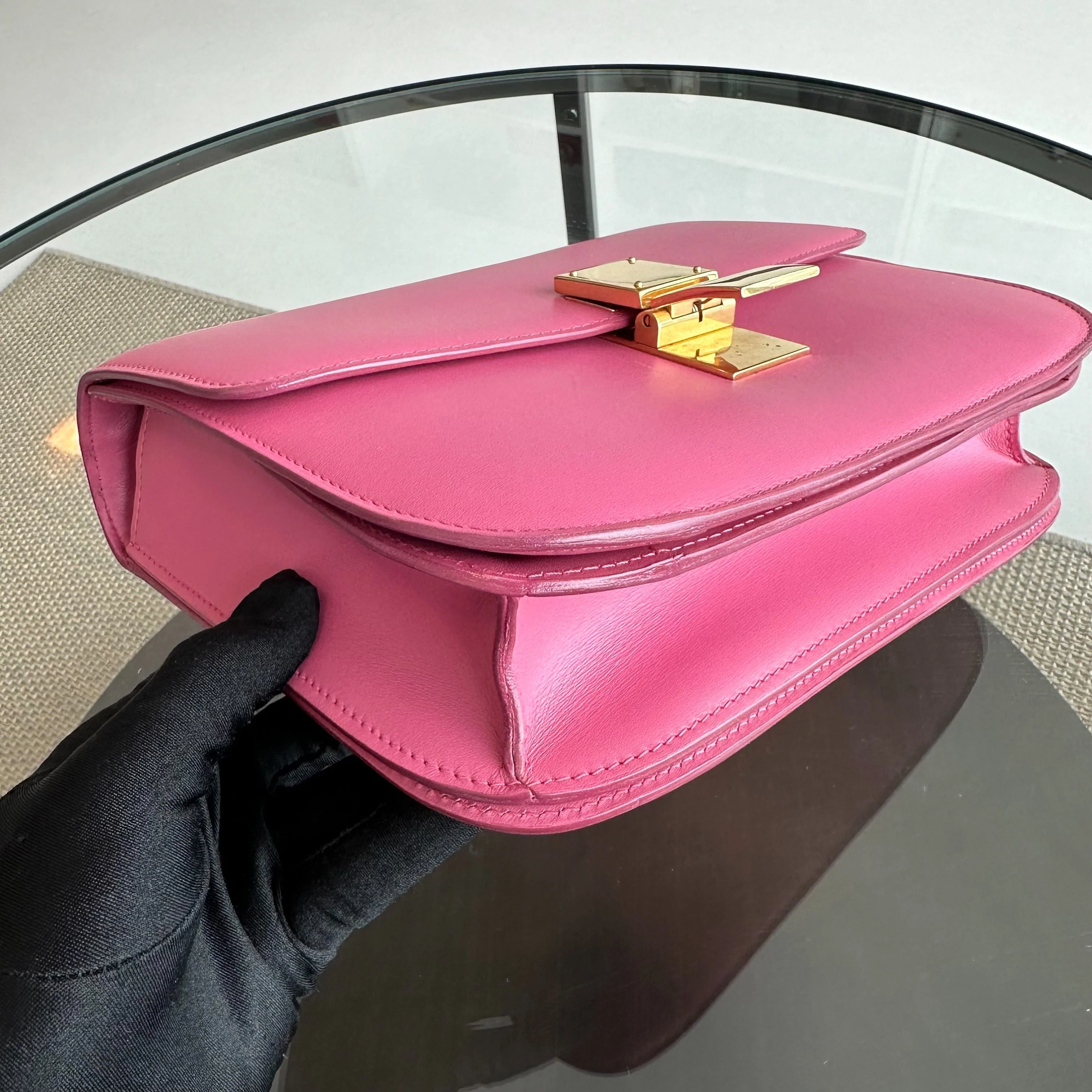 Celine Classic Box Medium Smooth Calfskin Leather Pink GHW - Best Luxury Designers