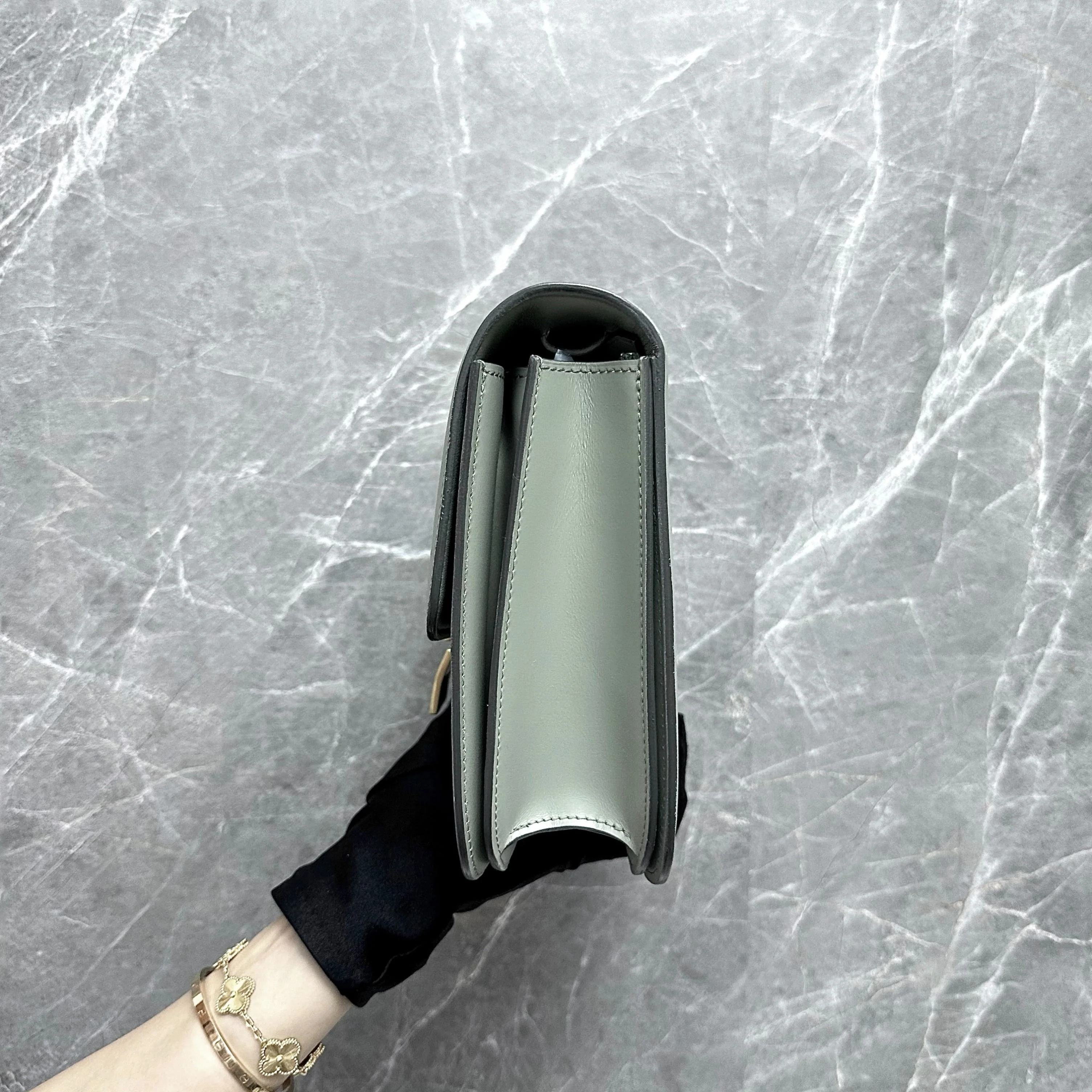 Celine Classic Box Medium Smooth Leather Grey GHW - Best Luxury Designers