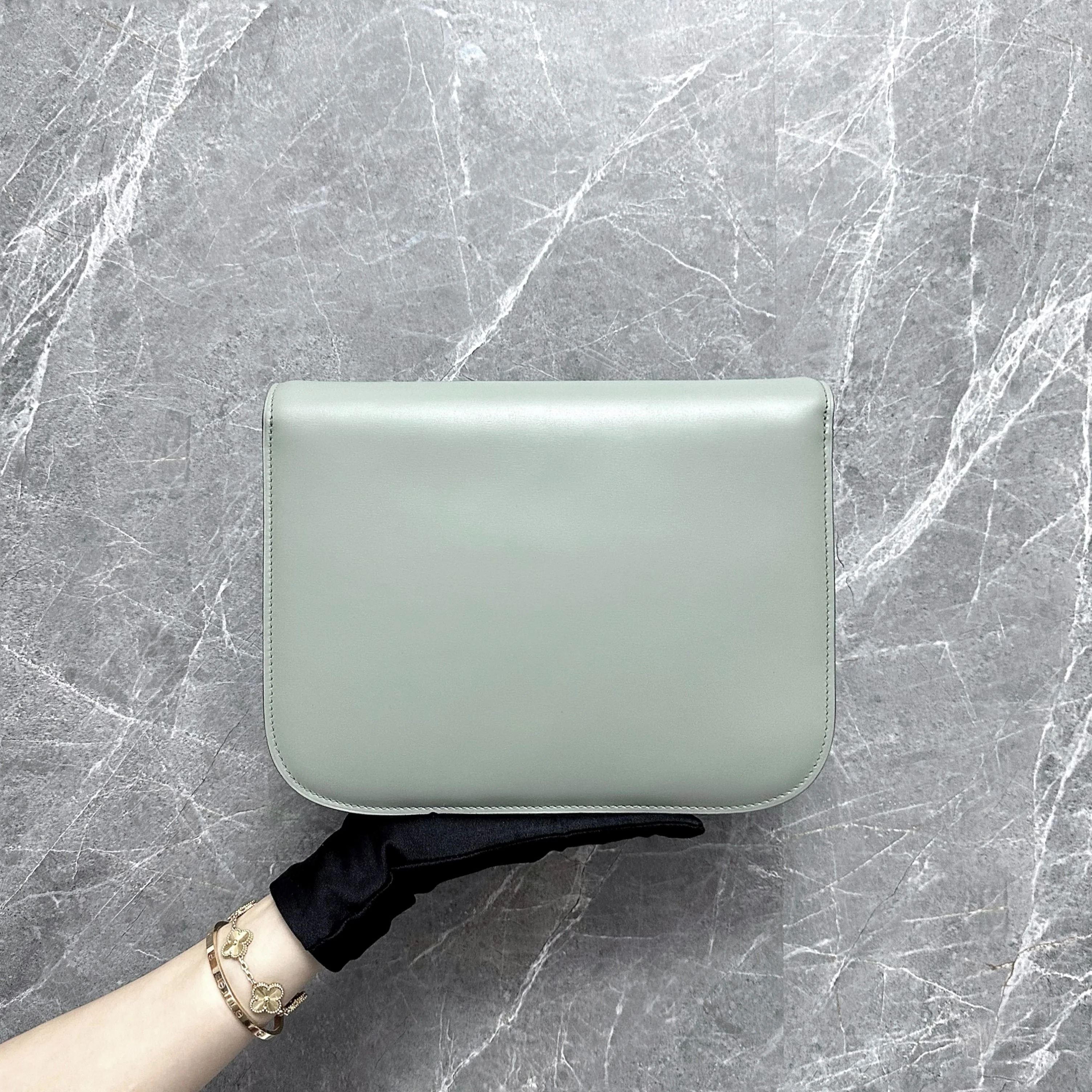 Celine Classic Box Medium Smooth Leather Grey GHW - Best Luxury Designers