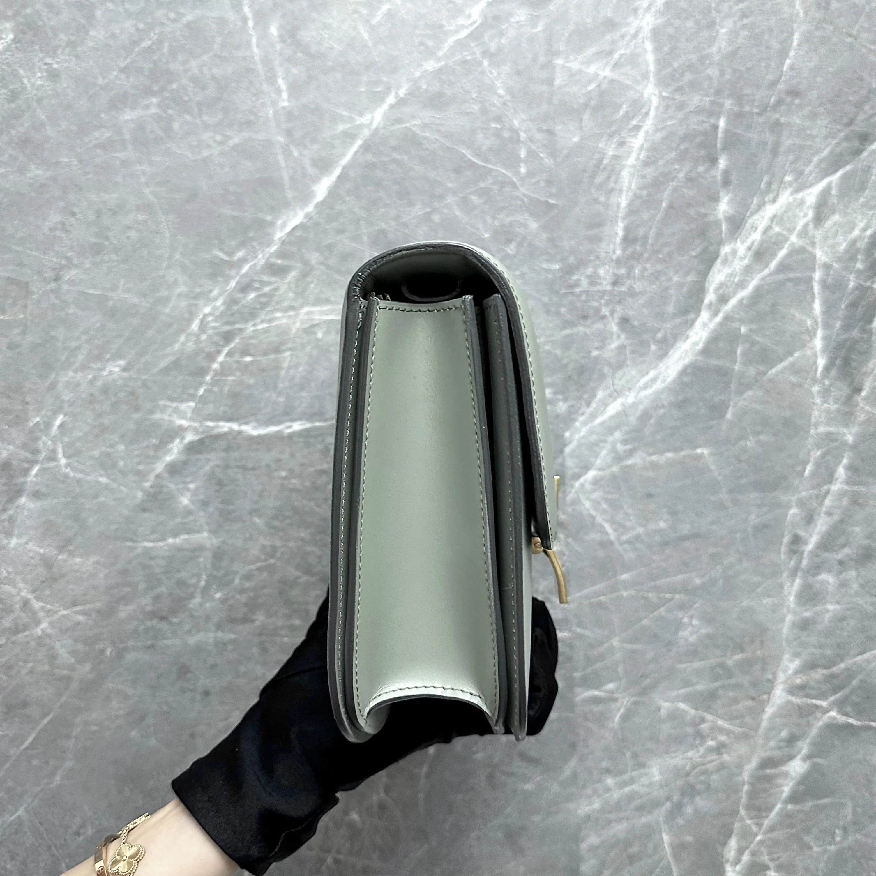 Celine Classic Box Medium Smooth Leather Grey GHW - Best Luxury Designers