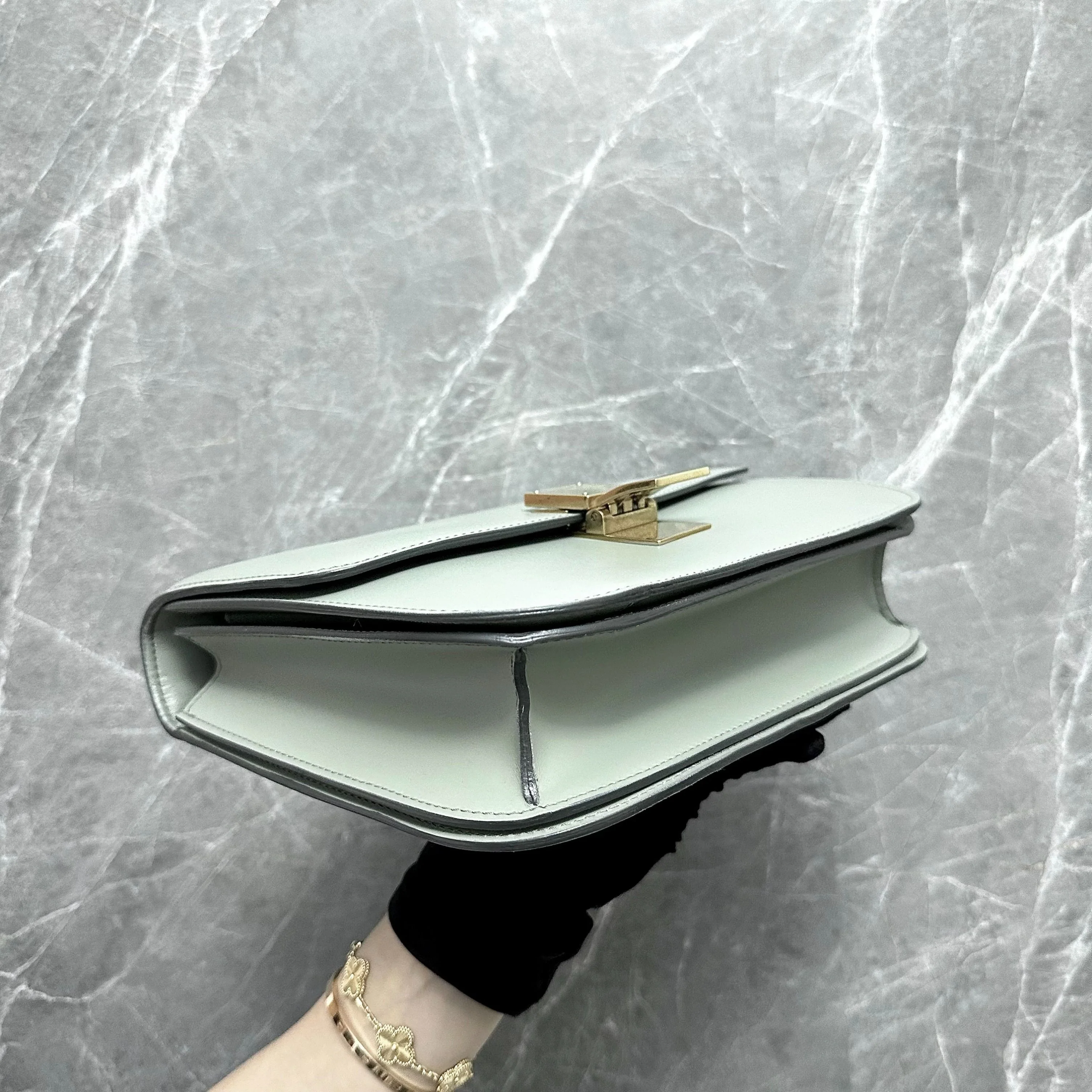 Celine Classic Box Medium Smooth Leather Grey GHW - Best Luxury Designers